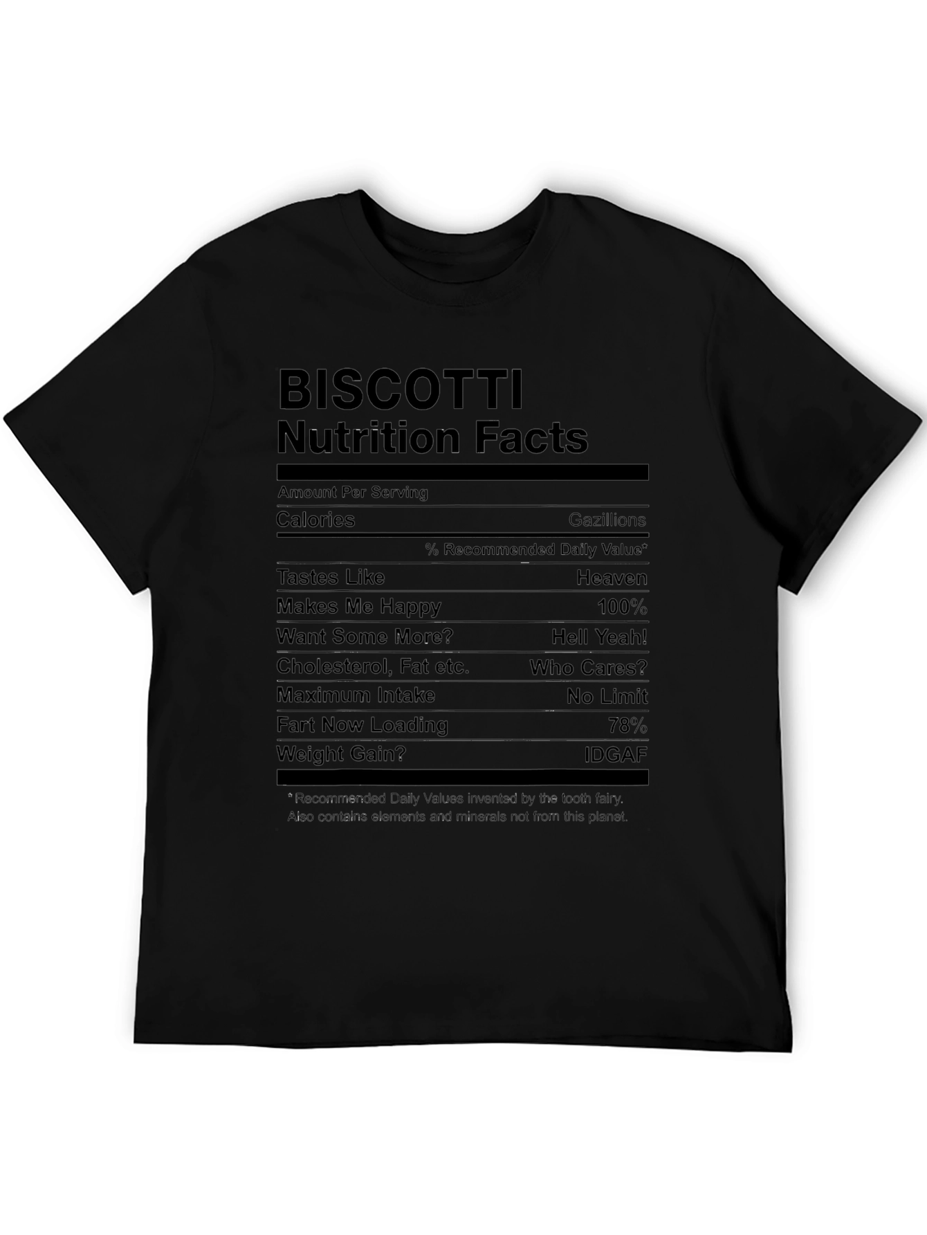 Biscotti Nutrition Facts Funny Graphic T-Shirt