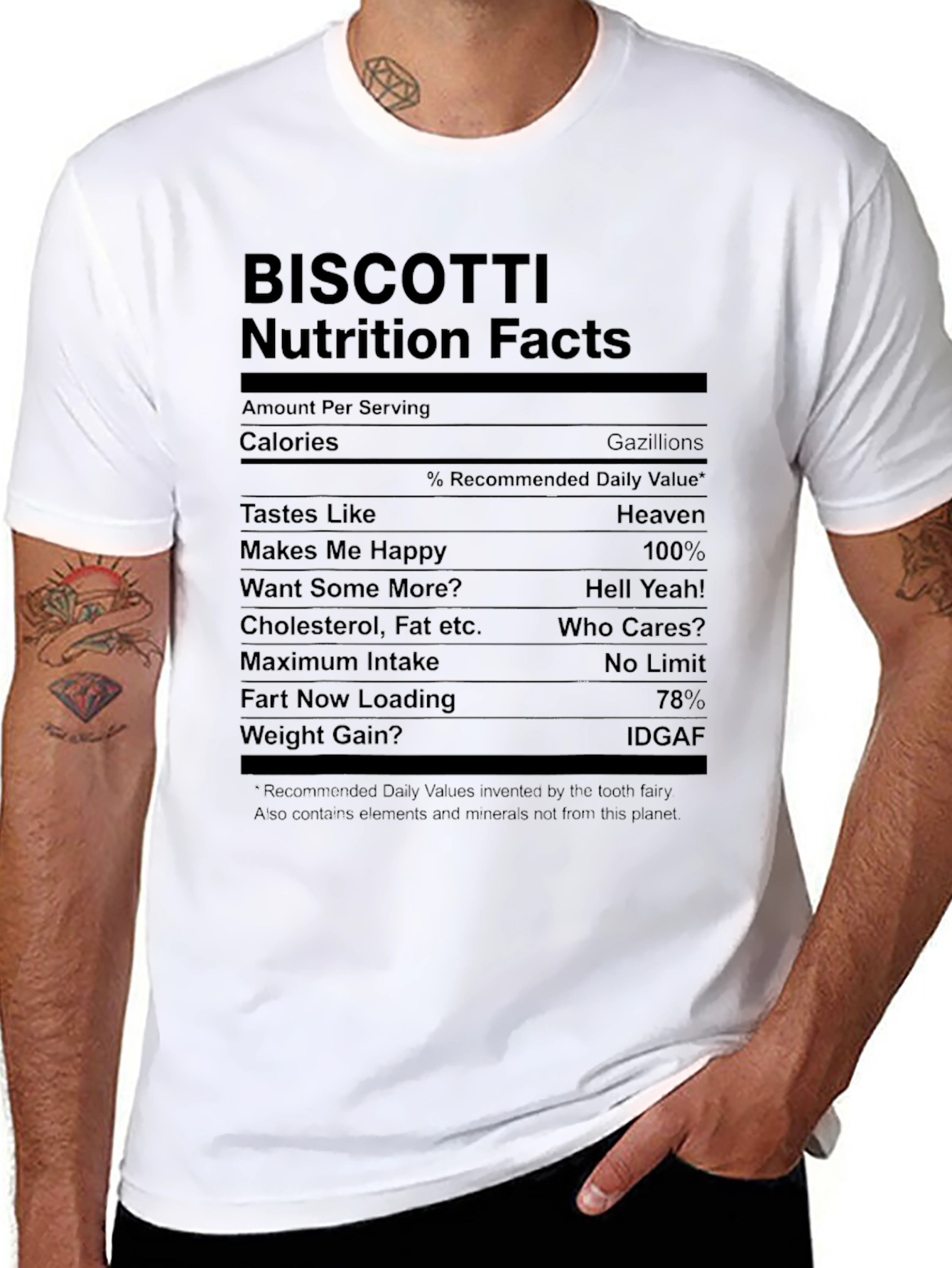 Biscotti Nutrition Facts Funny Graphic T-Shirt