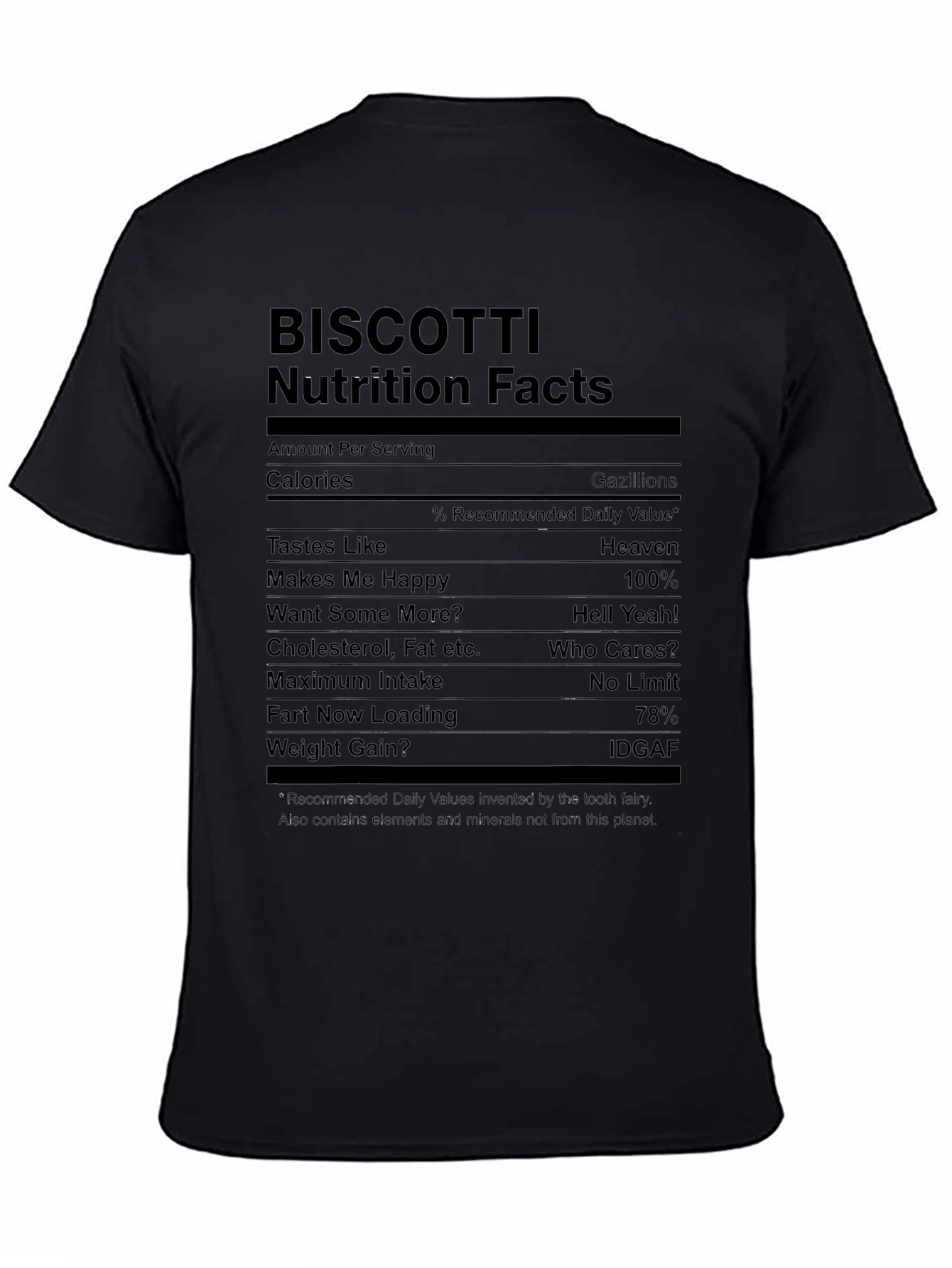 Biscotti Nutrition Facts Funny Graphic T-Shirt
