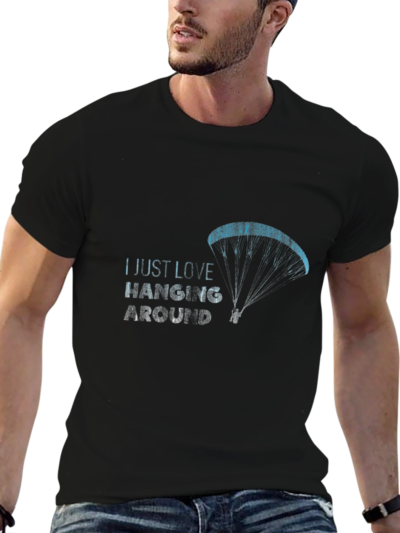 Hanging Around Paragliding Black T-Shirt