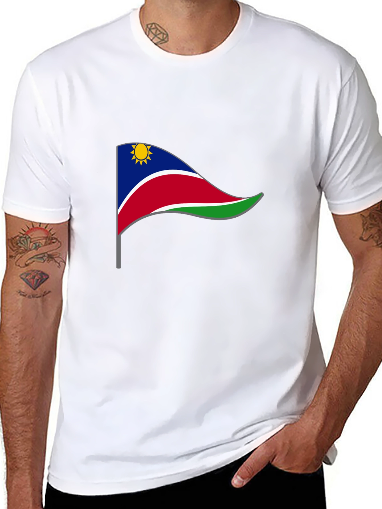 Namibia Flag Graphic Tee - Black