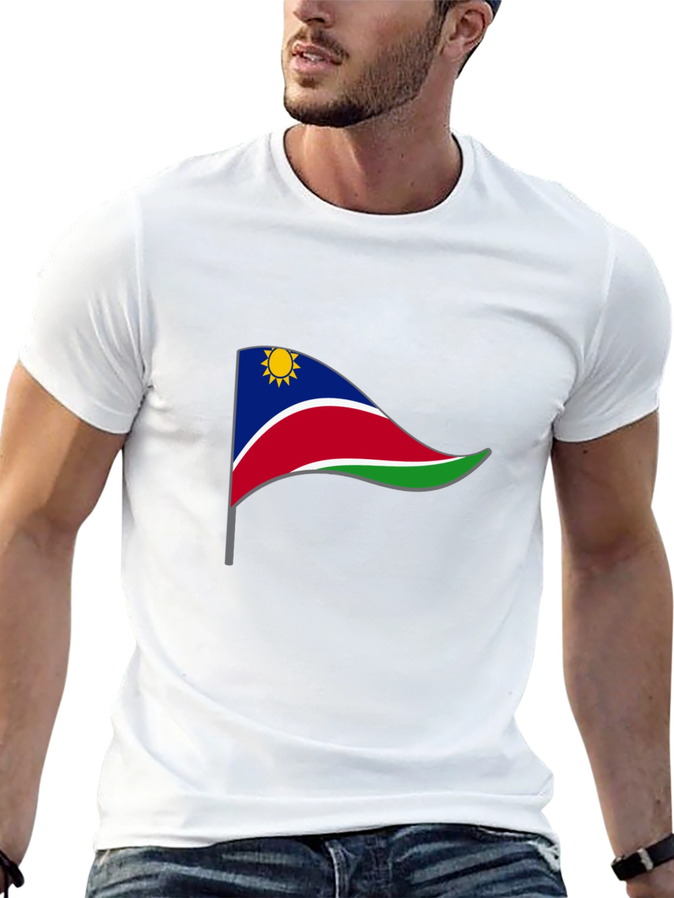 Namibia Flag Graphic Tee - Black