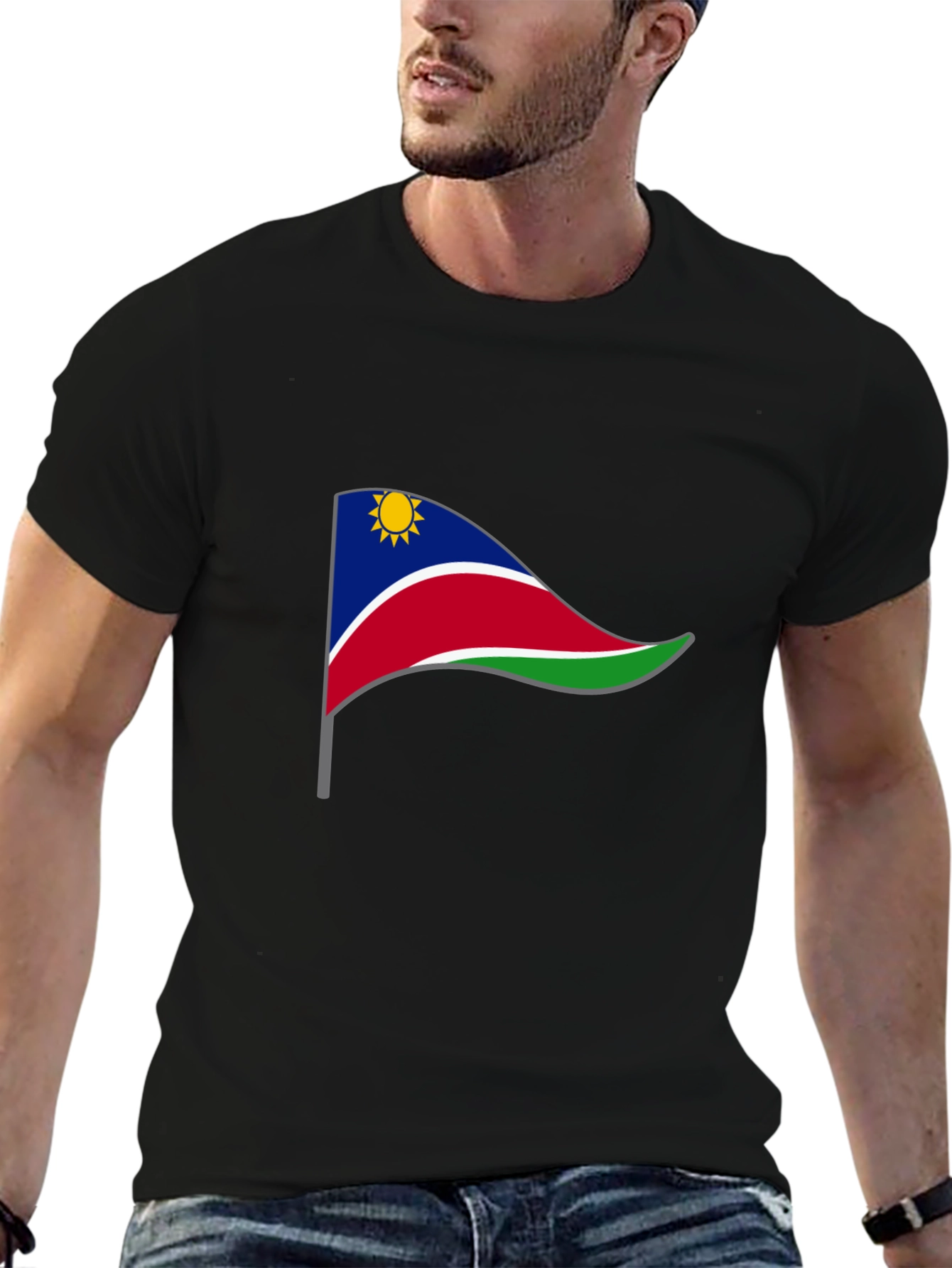 Namibia Flag Graphic Tee - Black