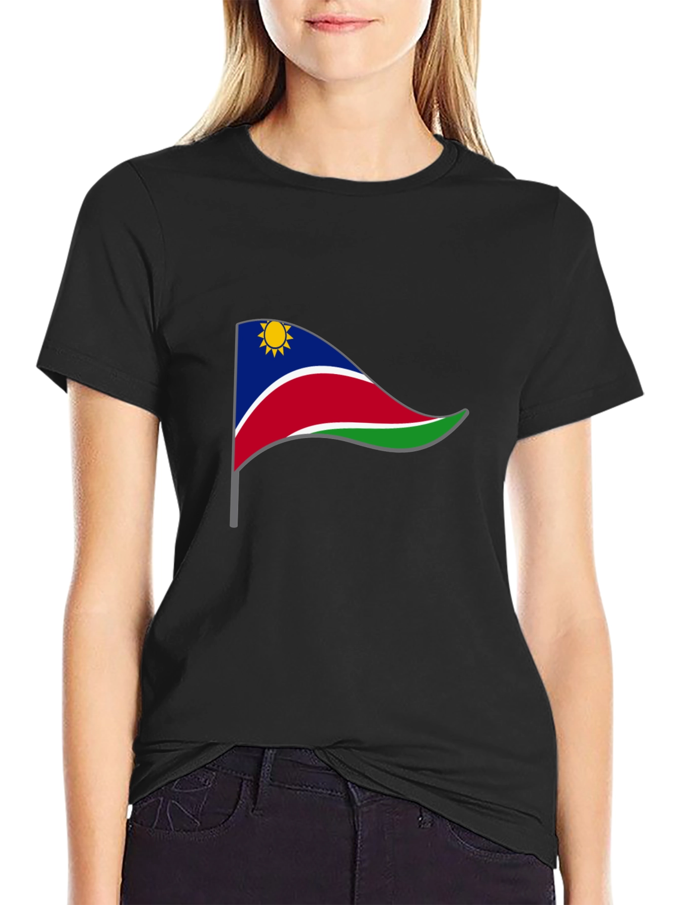 Namibia Flag Graphic Tee - Black