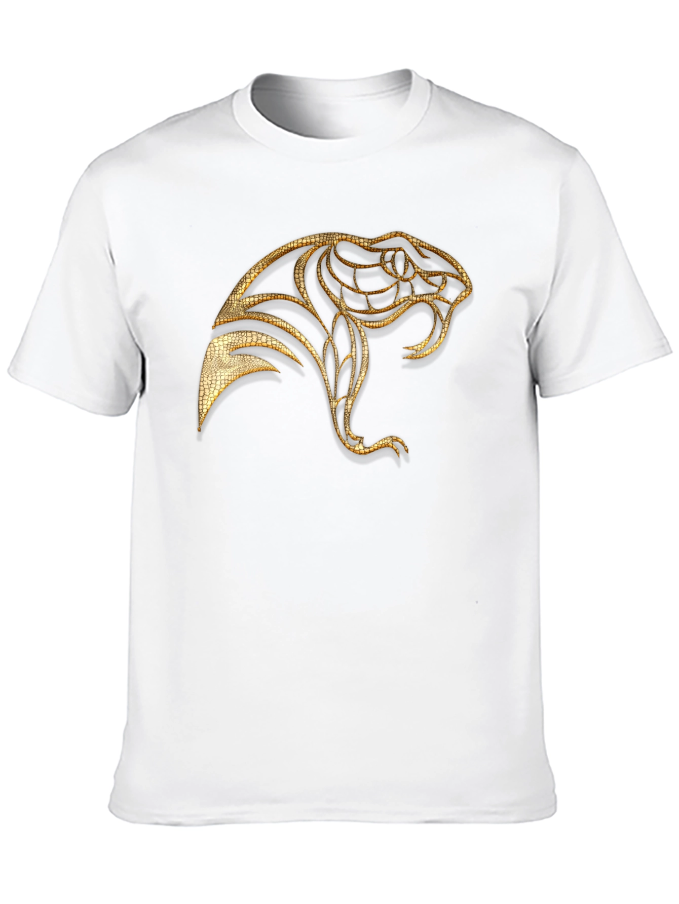 Mens Black T-Shirt with Golden Snake Design