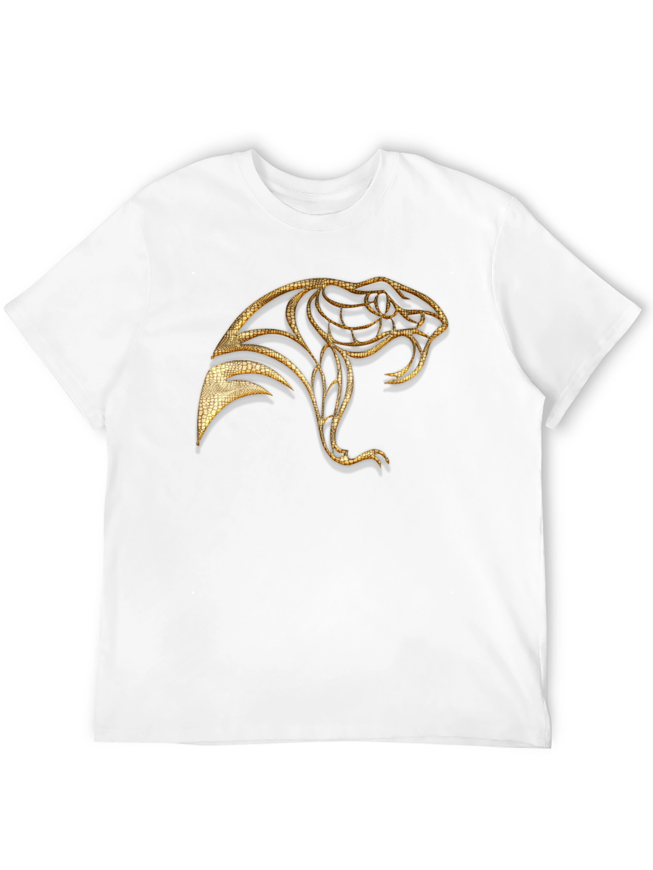 Mens Black T-Shirt with Golden Snake Design