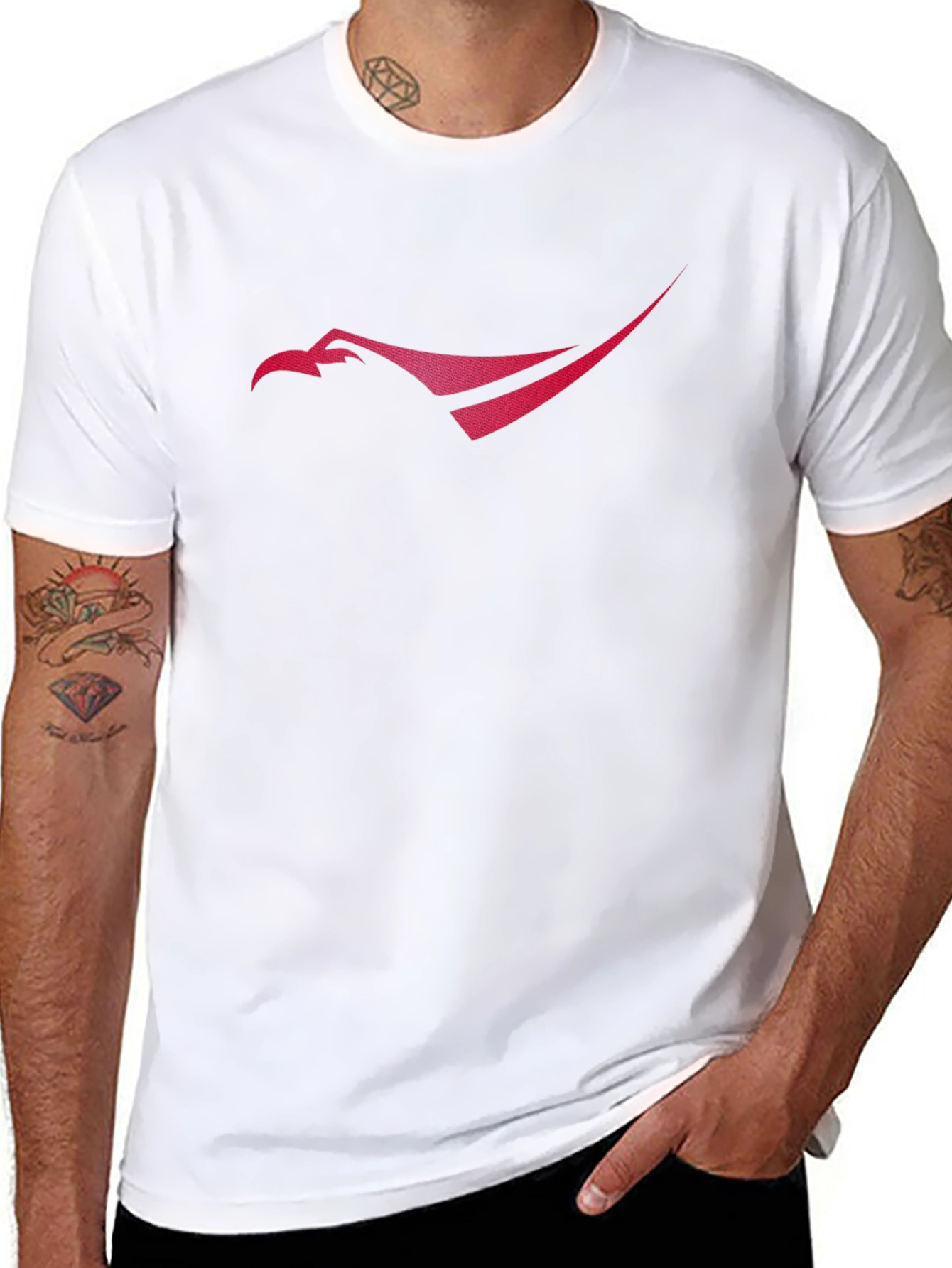 Mens Black T-Shirt with Red Eagle Logo