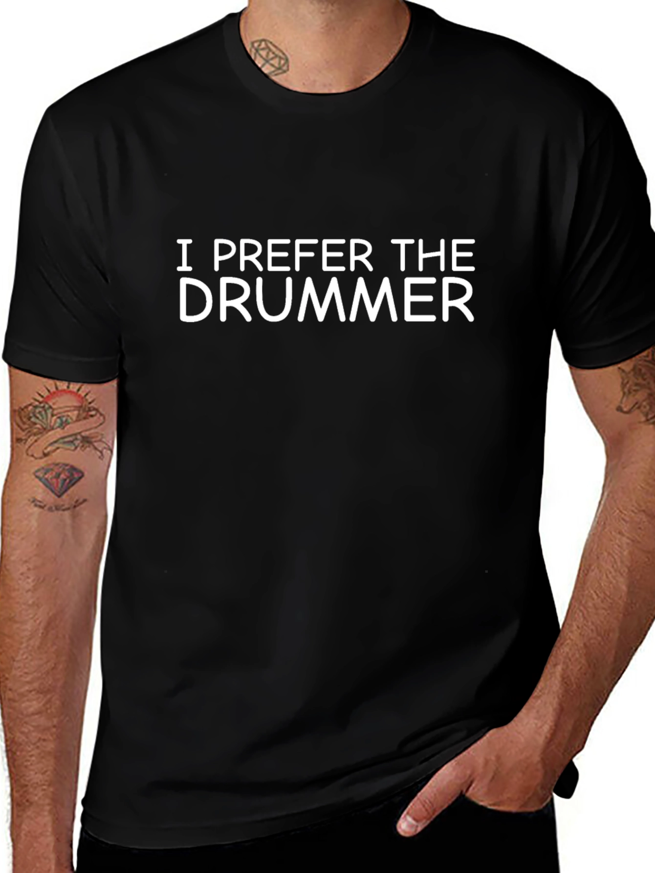 I Prefer The Drummer Black Graphic Tee