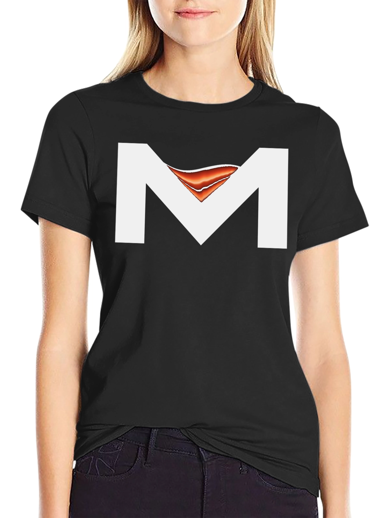 Black T-Shirt with Abstract M Design