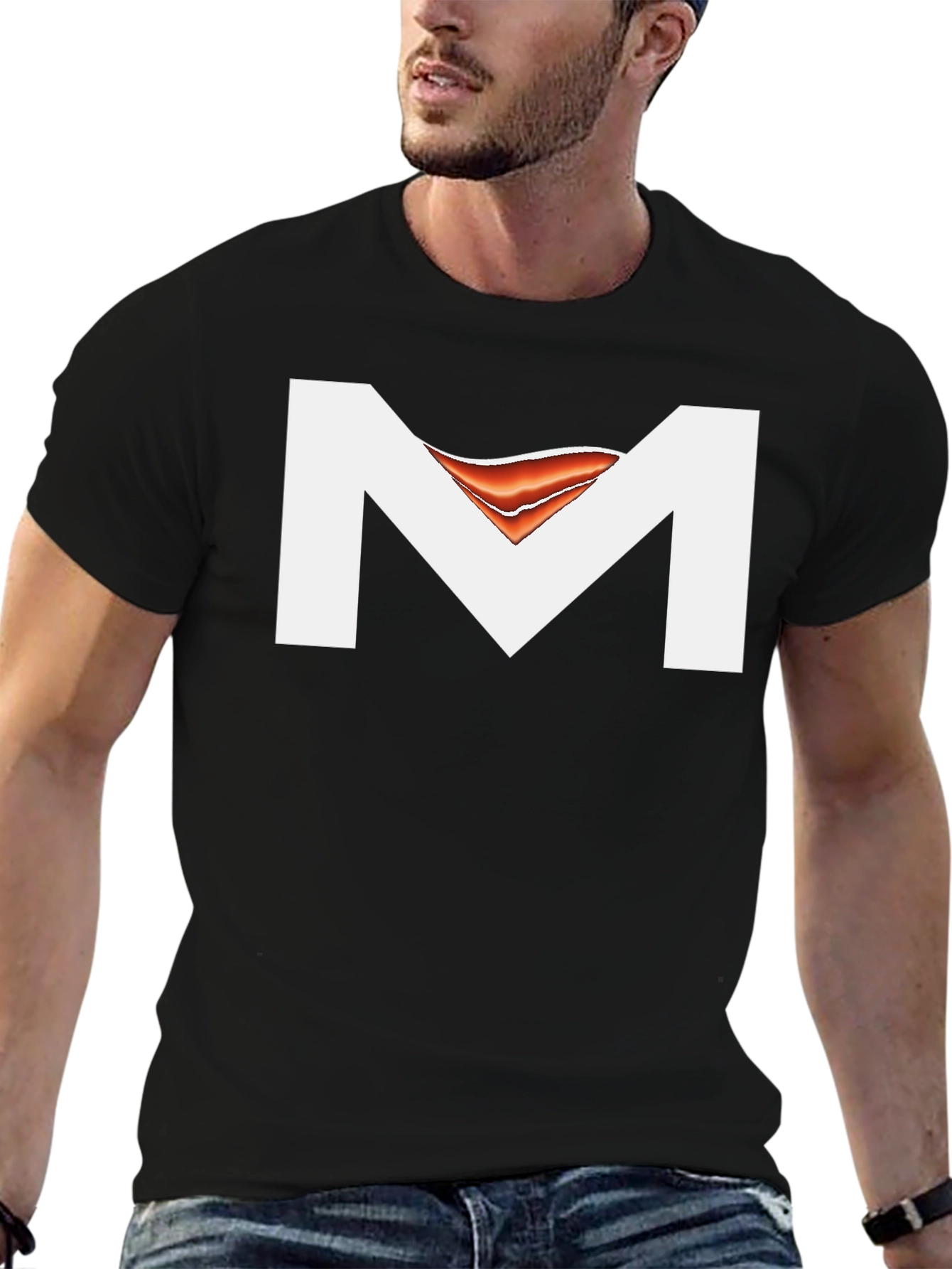 Black T-Shirt with Abstract M Design
