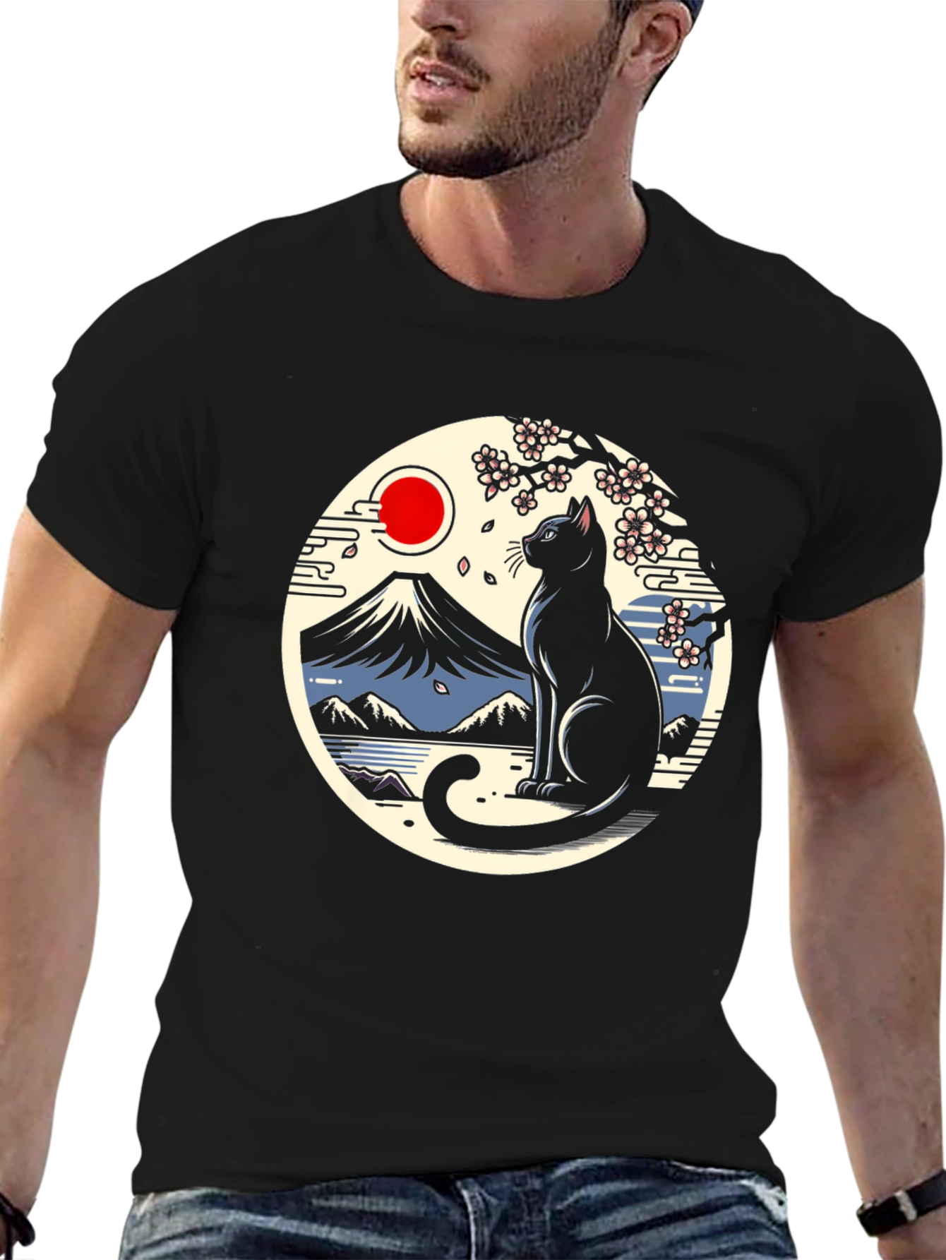Black Cat Japanese Art T-Shirt