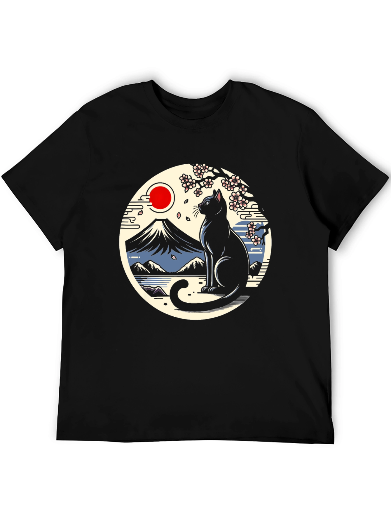 Black Cat Japanese Art T-Shirt