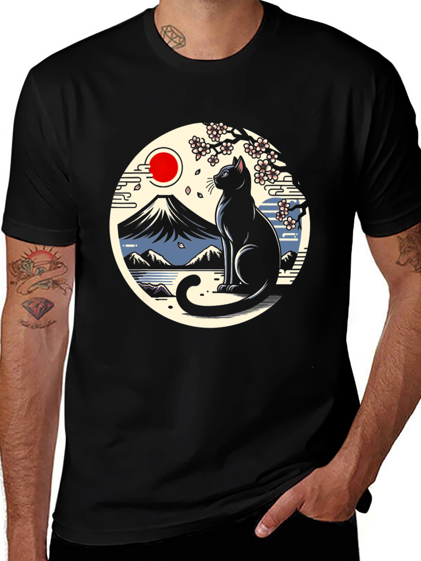 Black Cat Japanese Art T-Shirt