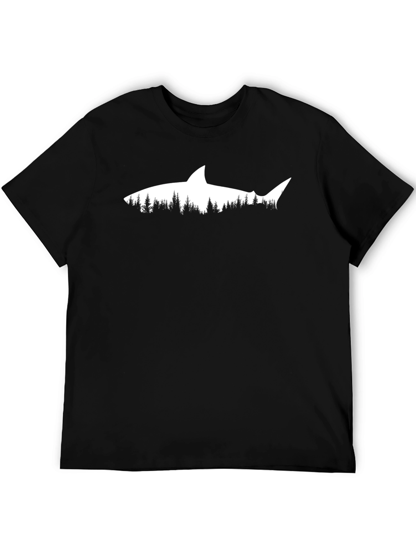 Shark & Trees Graphic Tee - Mens Black T-Shirt