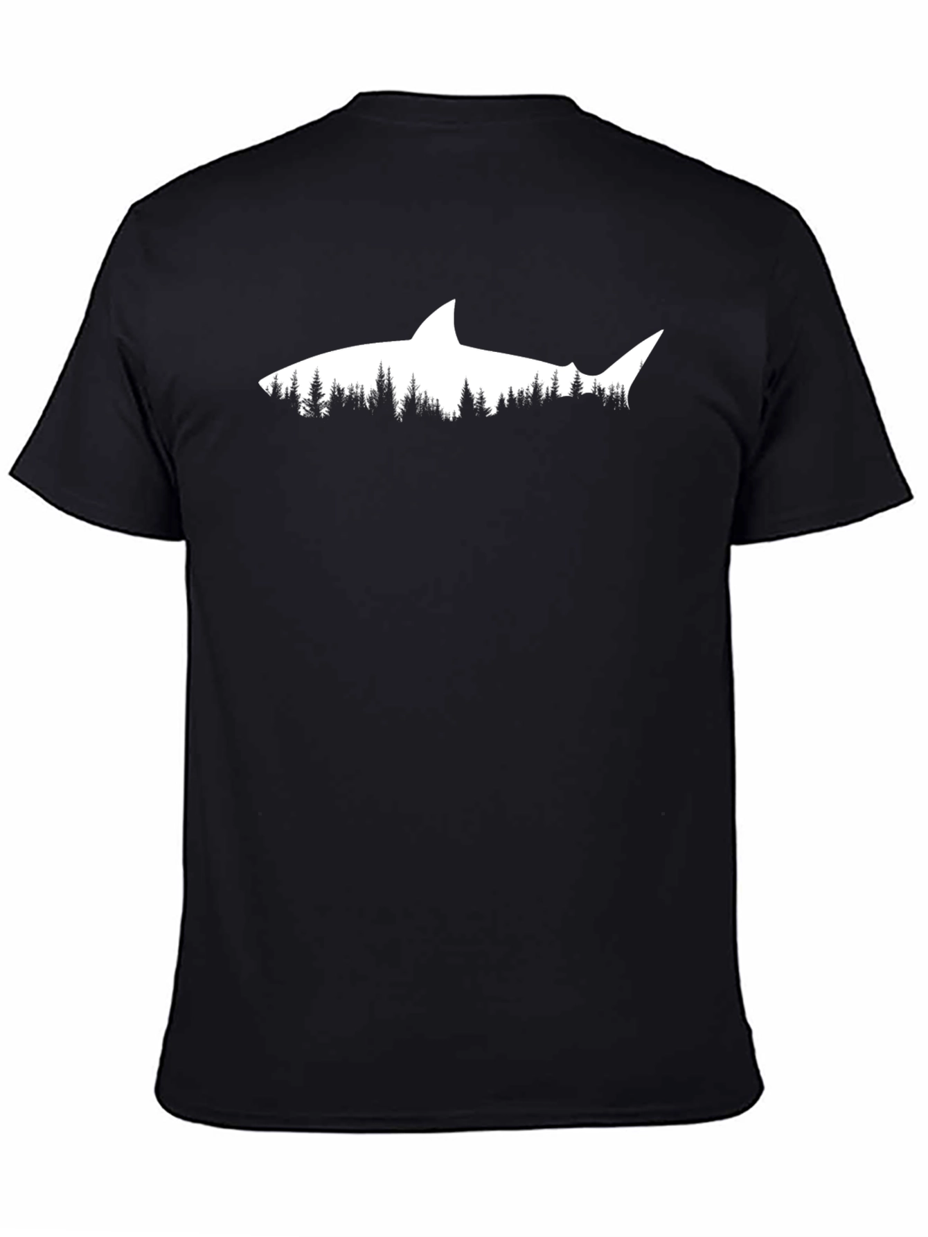 Shark & Trees Graphic Tee - Mens Black T-Shirt