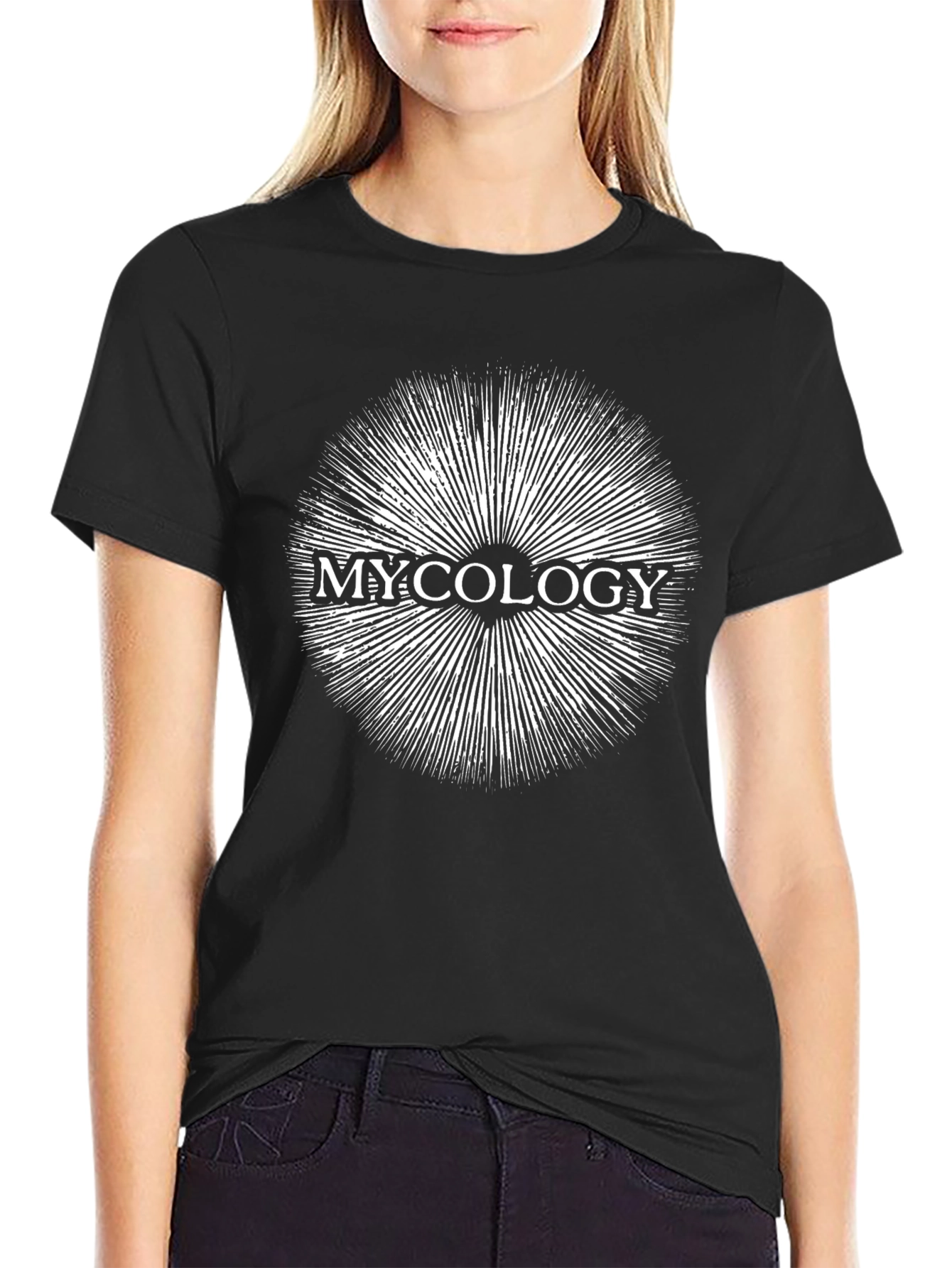 Mycology Fungus Black Graphic T-Shirt