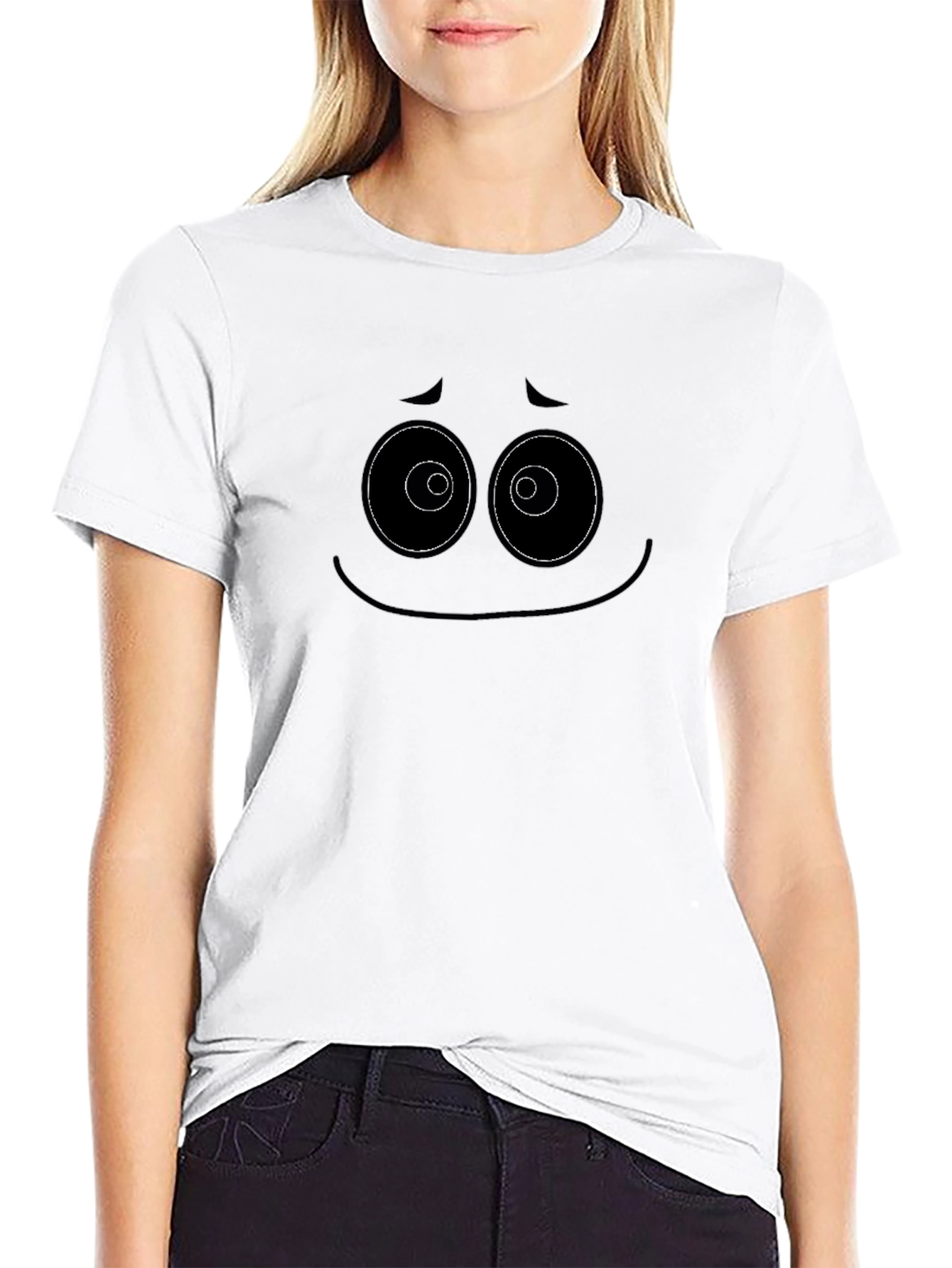 Expressive Graphic Tee - Sad Face Design