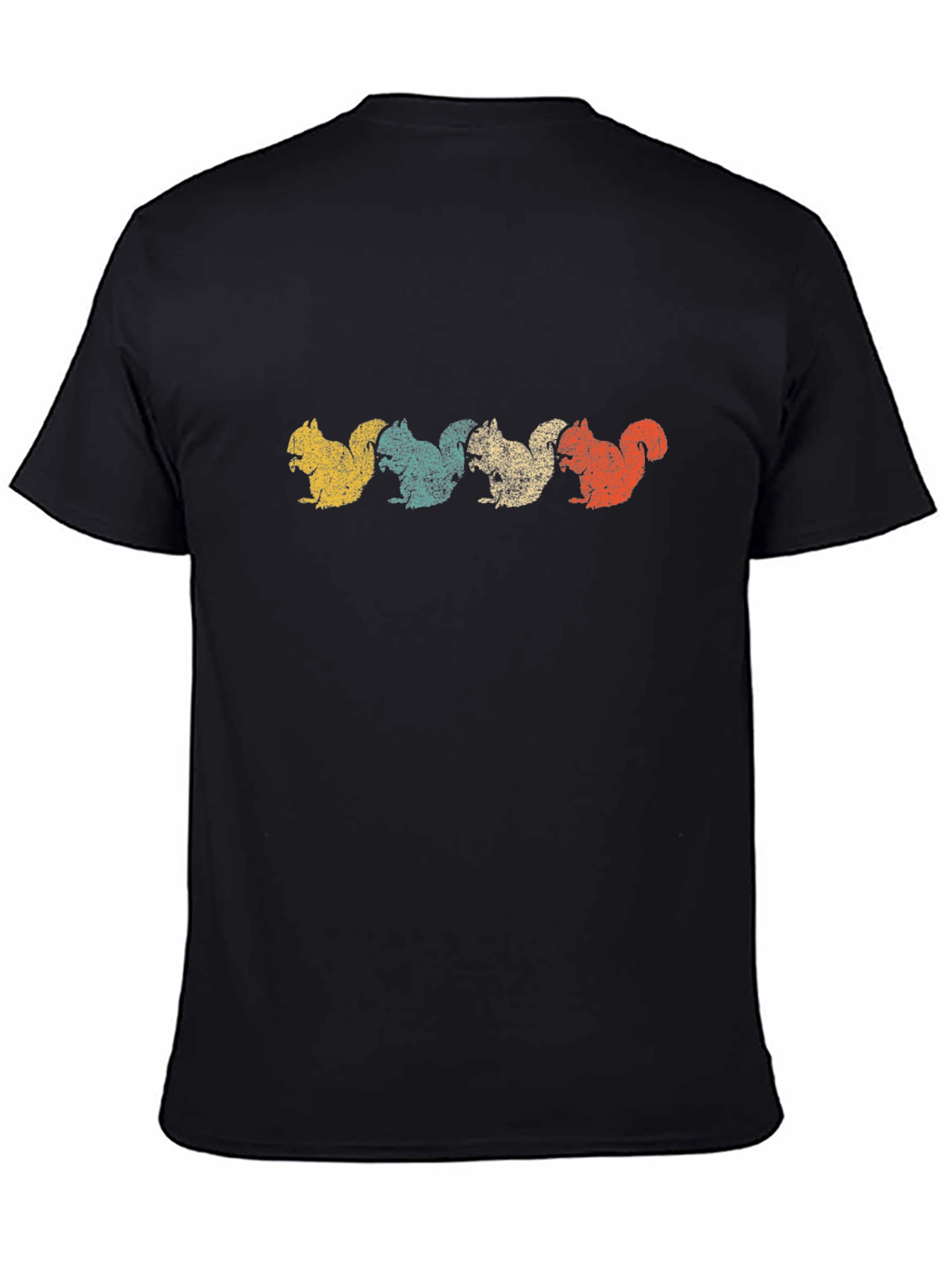 Retro Squirrel Graphic Tee - Black Cotton Blend
