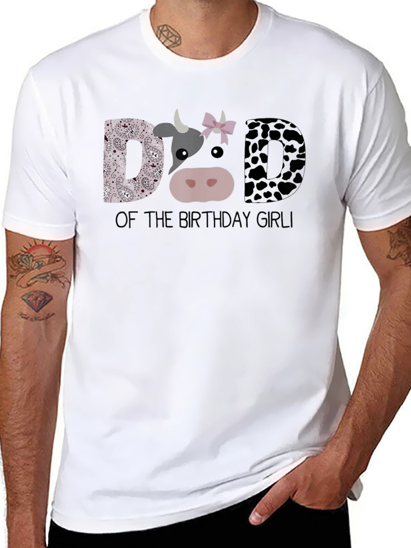 Dad of the Birthday Girl Cow T-Shirt