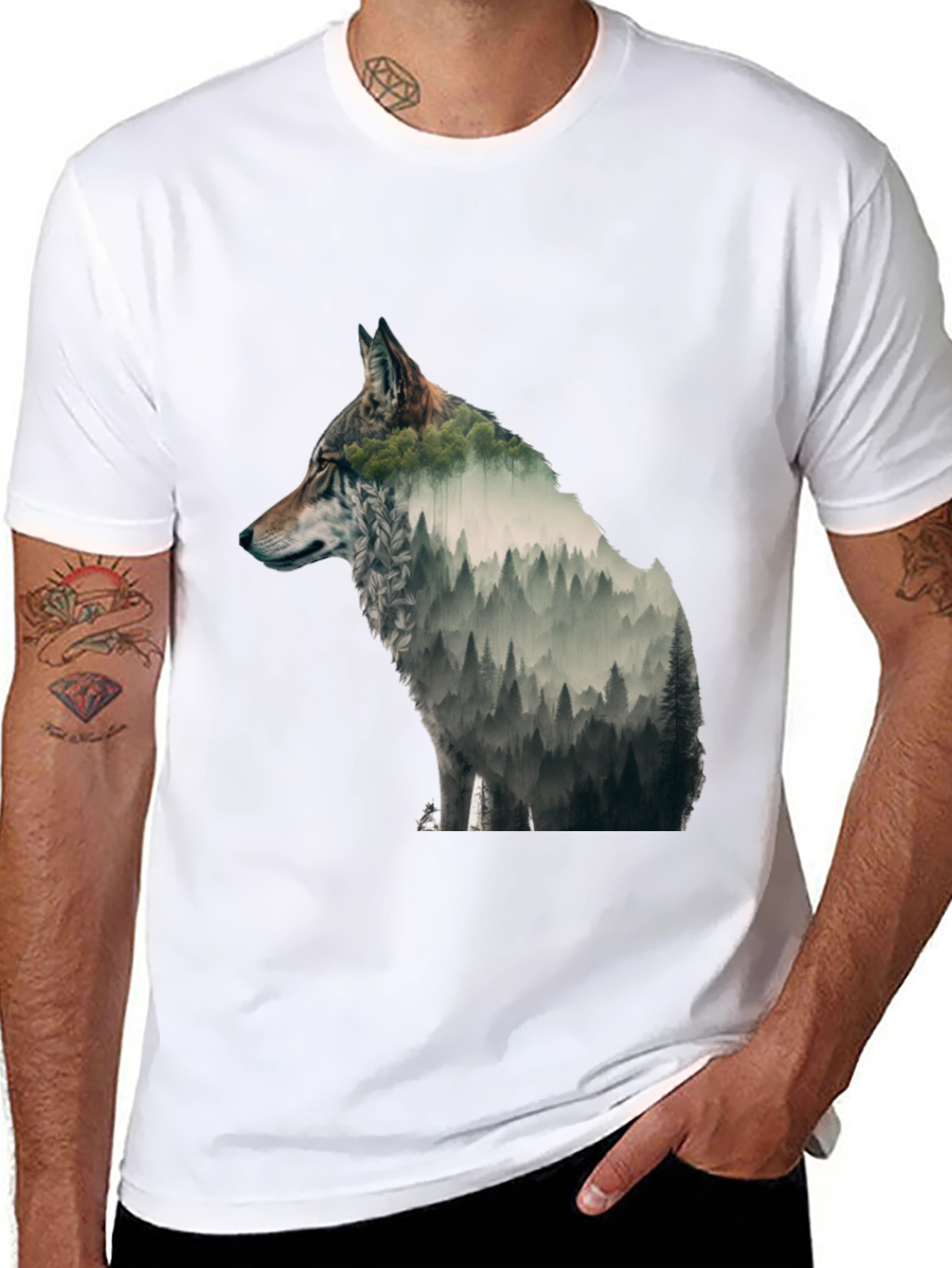 Wolf Forest Graphic Tee - Nature Inspired Design