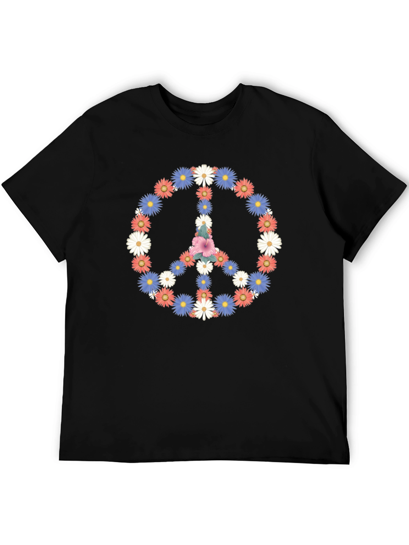 Floral Peace Sign Graphic T-Shirt
