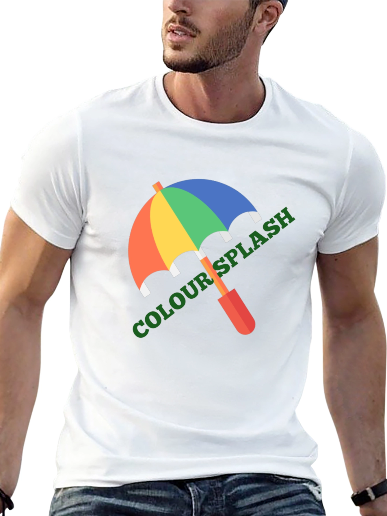 Colour Splash Umbrella Graphic Tee - Black