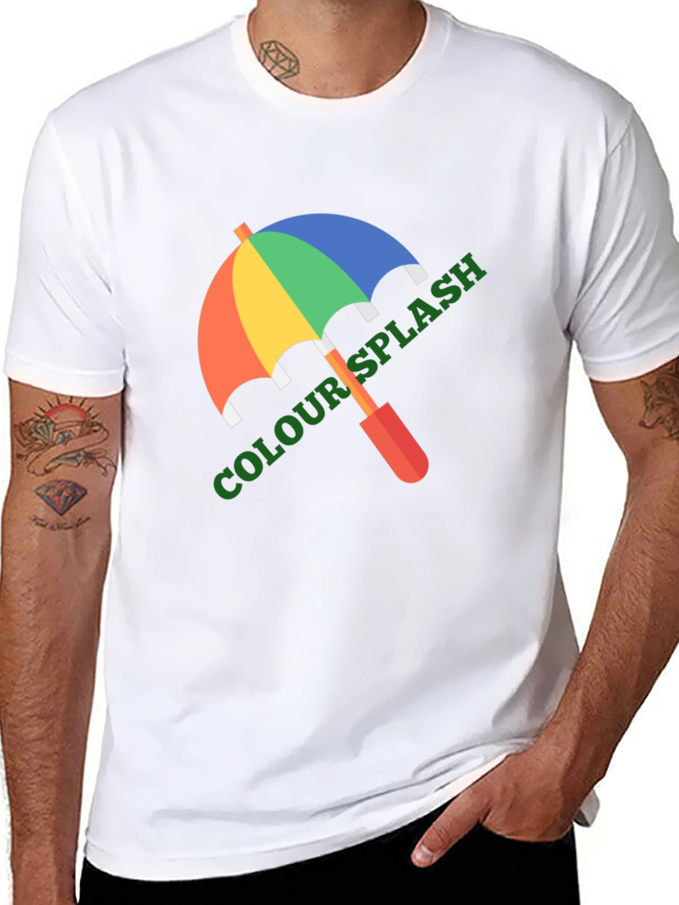 Colour Splash Umbrella Graphic Tee - Black