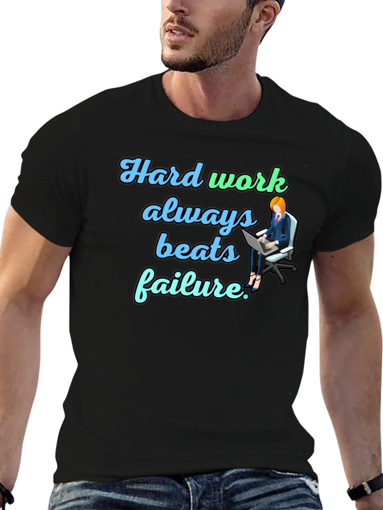 Hard Work Beats Failure Black T-Shirt