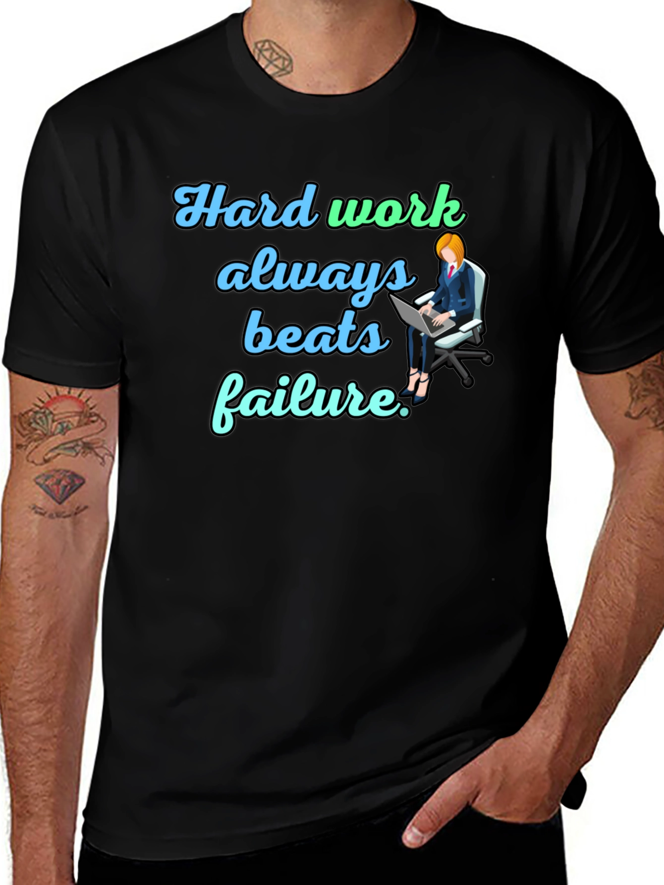 Hard Work Beats Failure Black T-Shirt