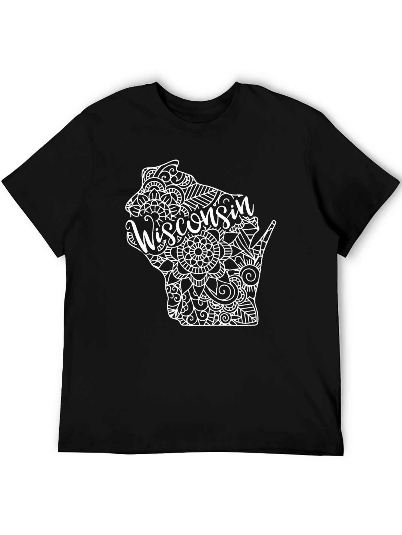 Wisconsin State Mandala T-Shirt - Black