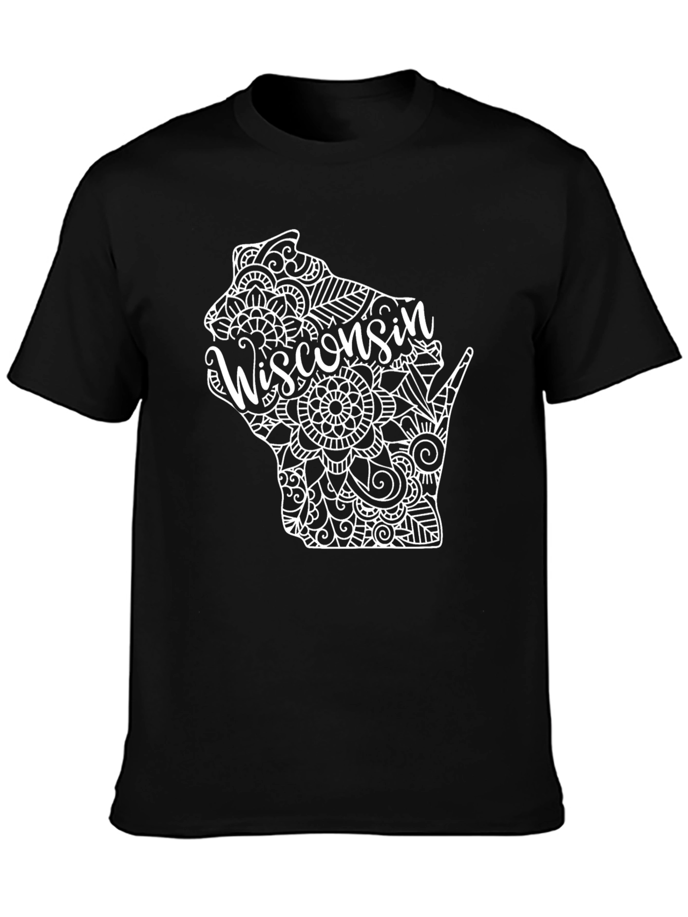 Wisconsin State Mandala T-Shirt - Black