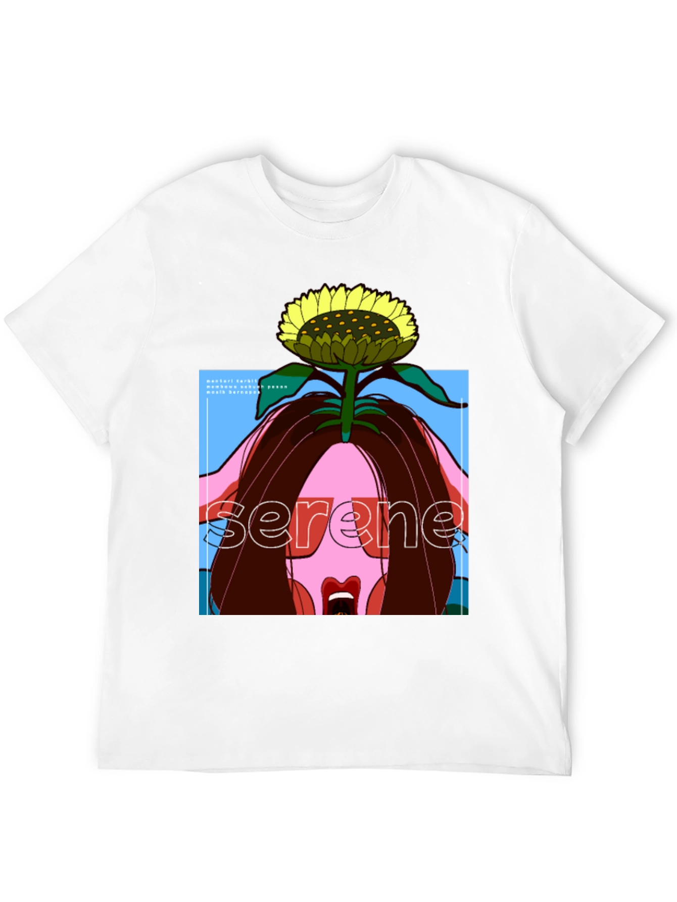 Serene Sunflower Graphic Black T-Shirt