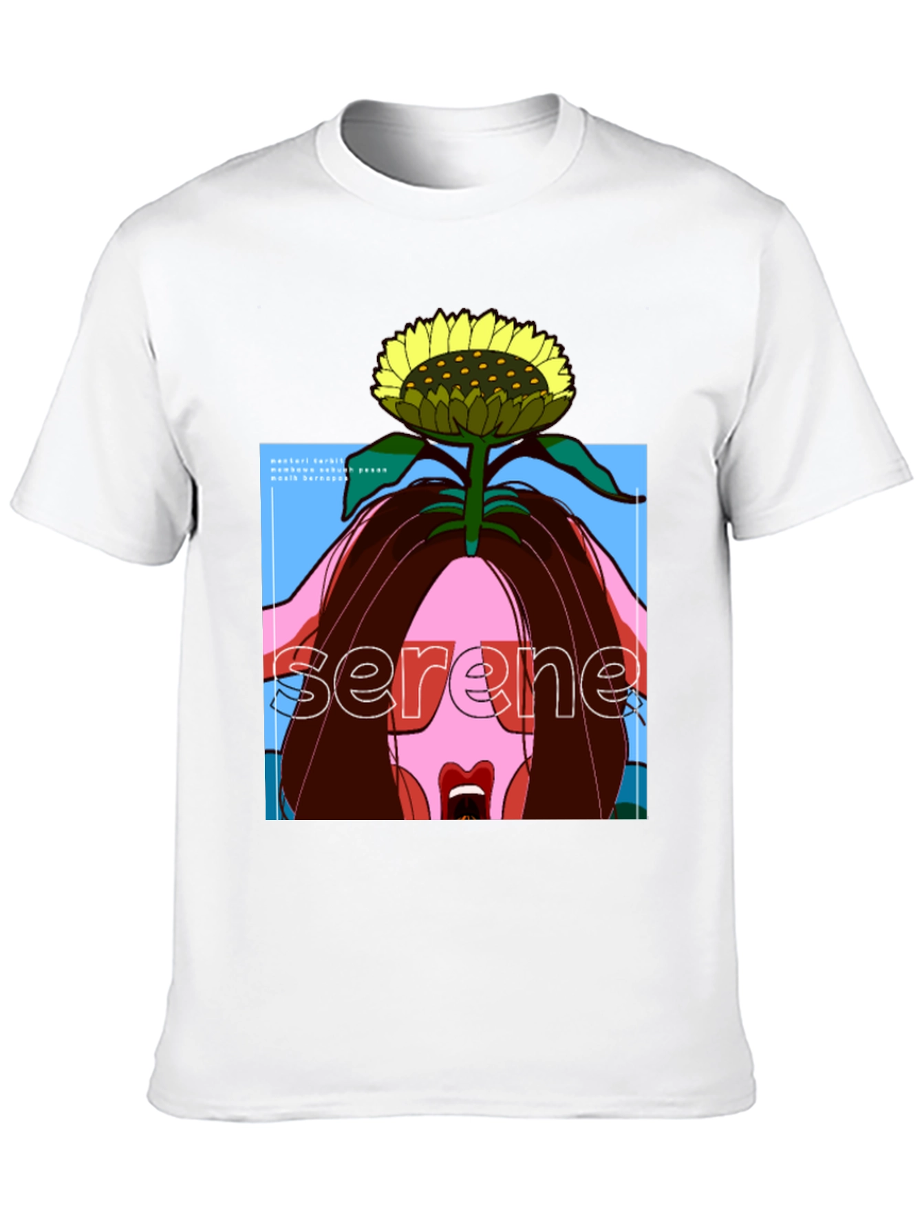 Serene Sunflower Graphic Black T-Shirt