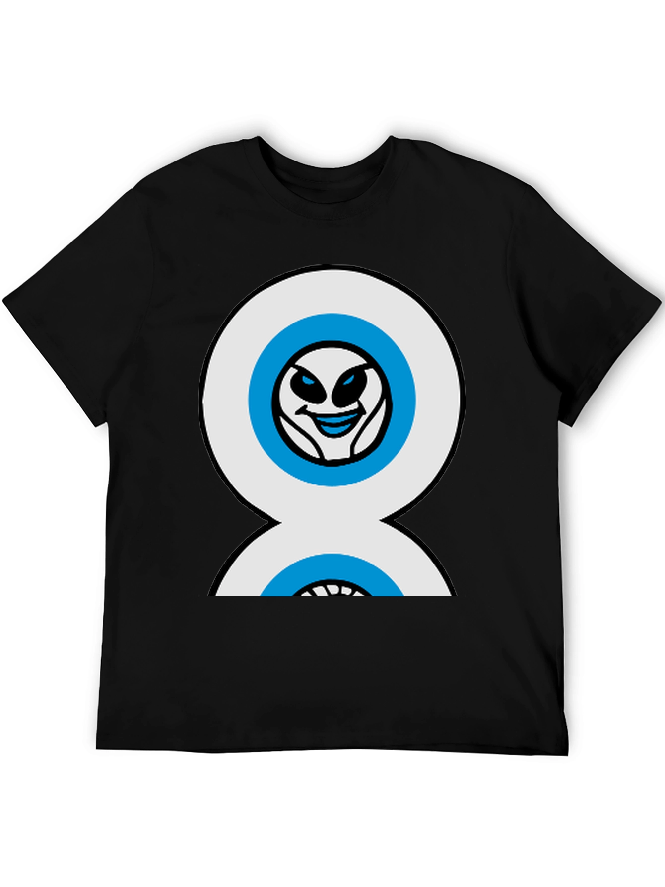 Funny Alien Double Eyes Black T-Shirt