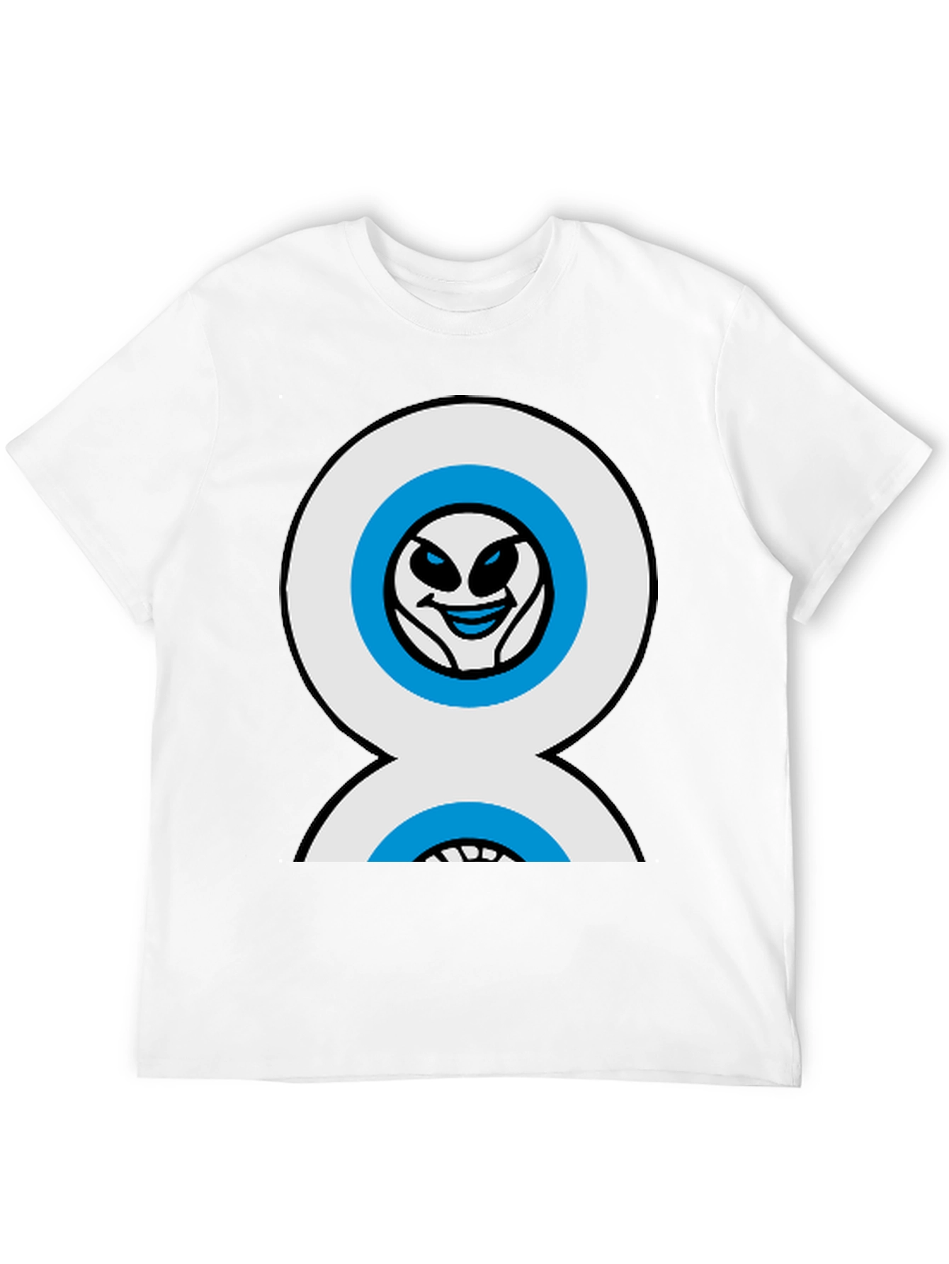 Funny Alien Double Eyes Black T-Shirt