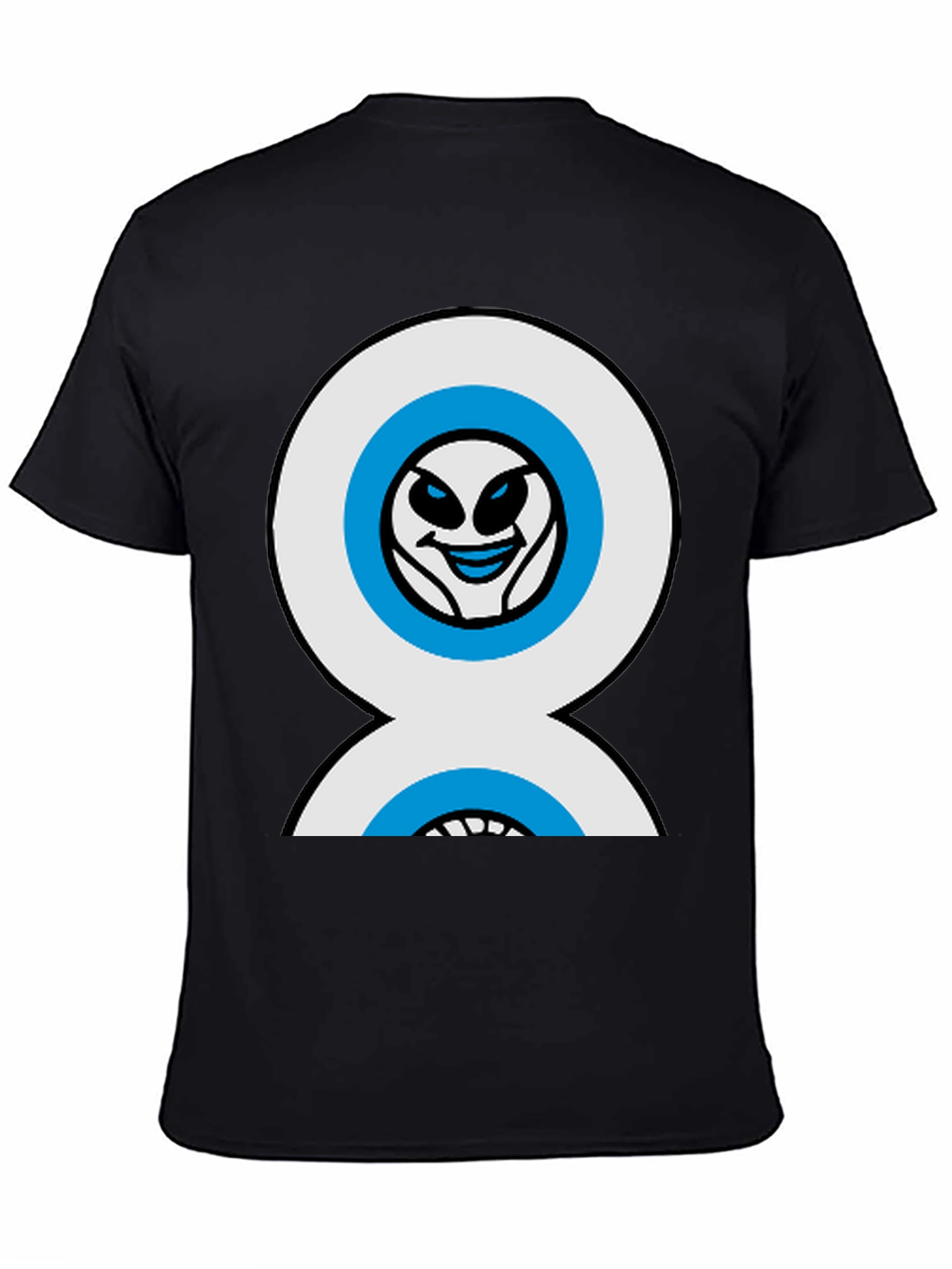 Funny Alien Double Eyes Black T-Shirt