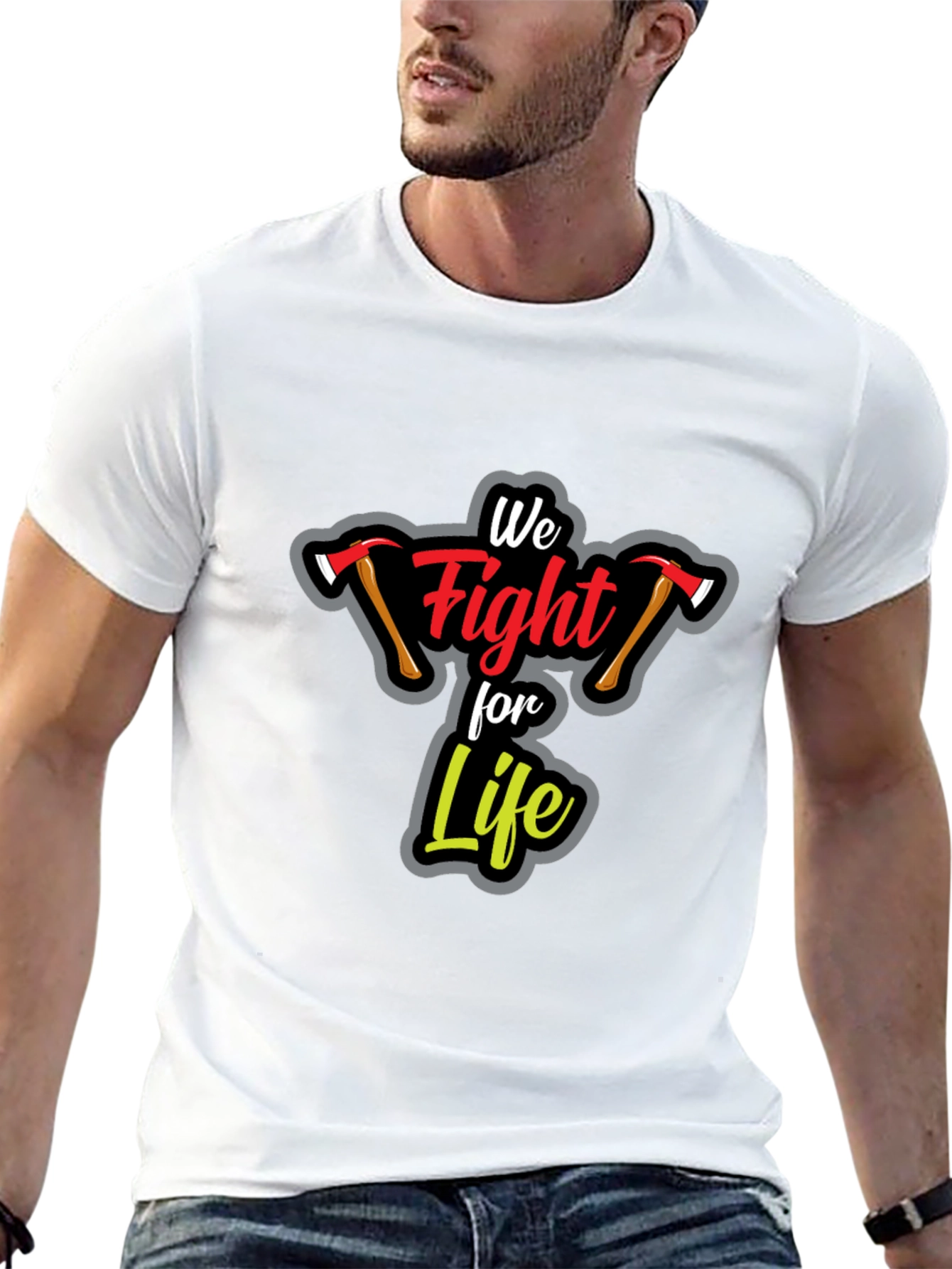 Firefighter We Fight For Life Graphic T-Shirt