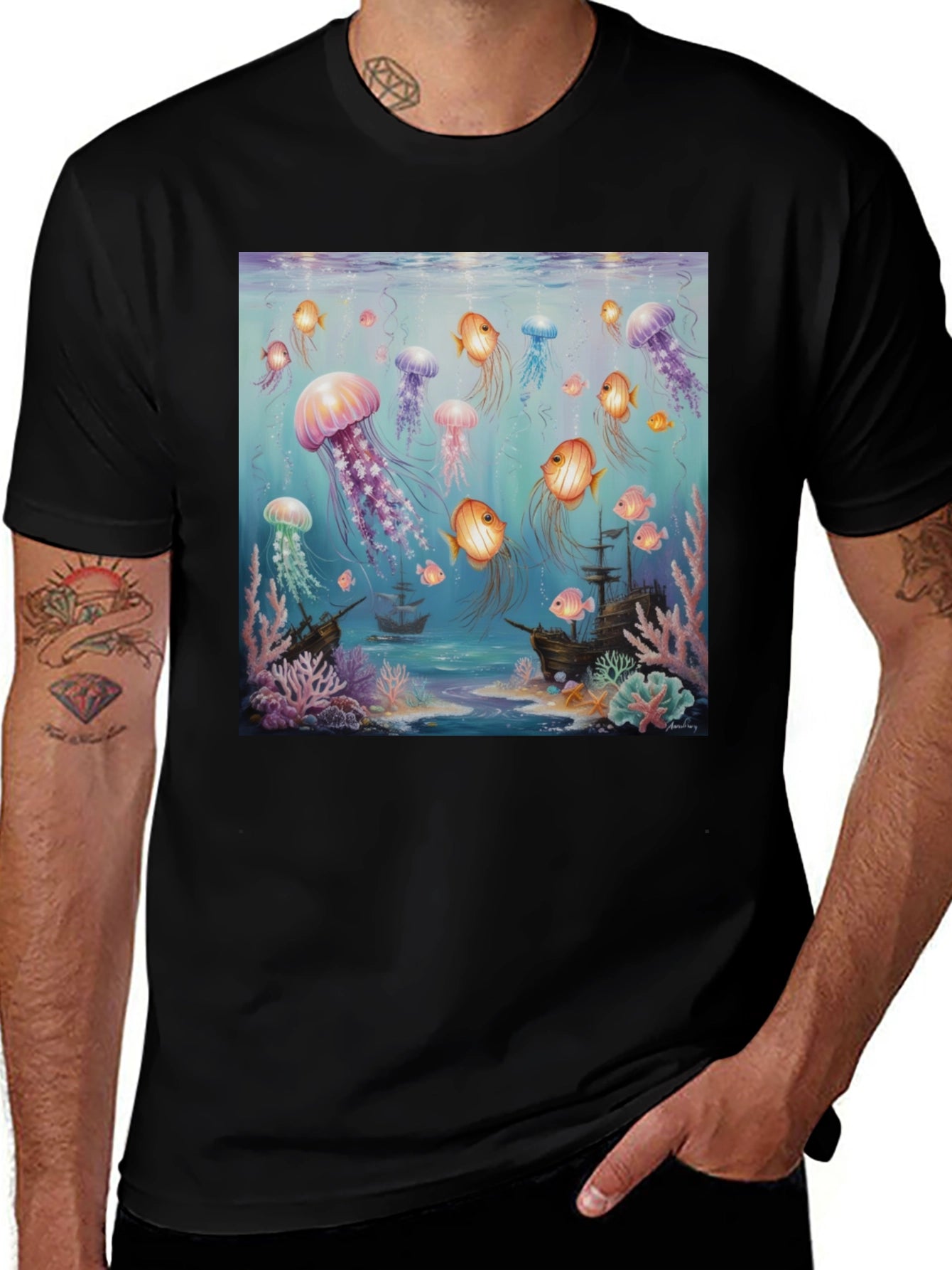Jellyfish & Shipwreck Graphic Tee