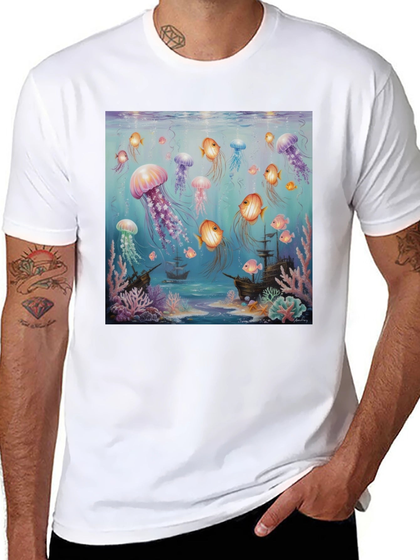 Jellyfish & Shipwreck Graphic Tee