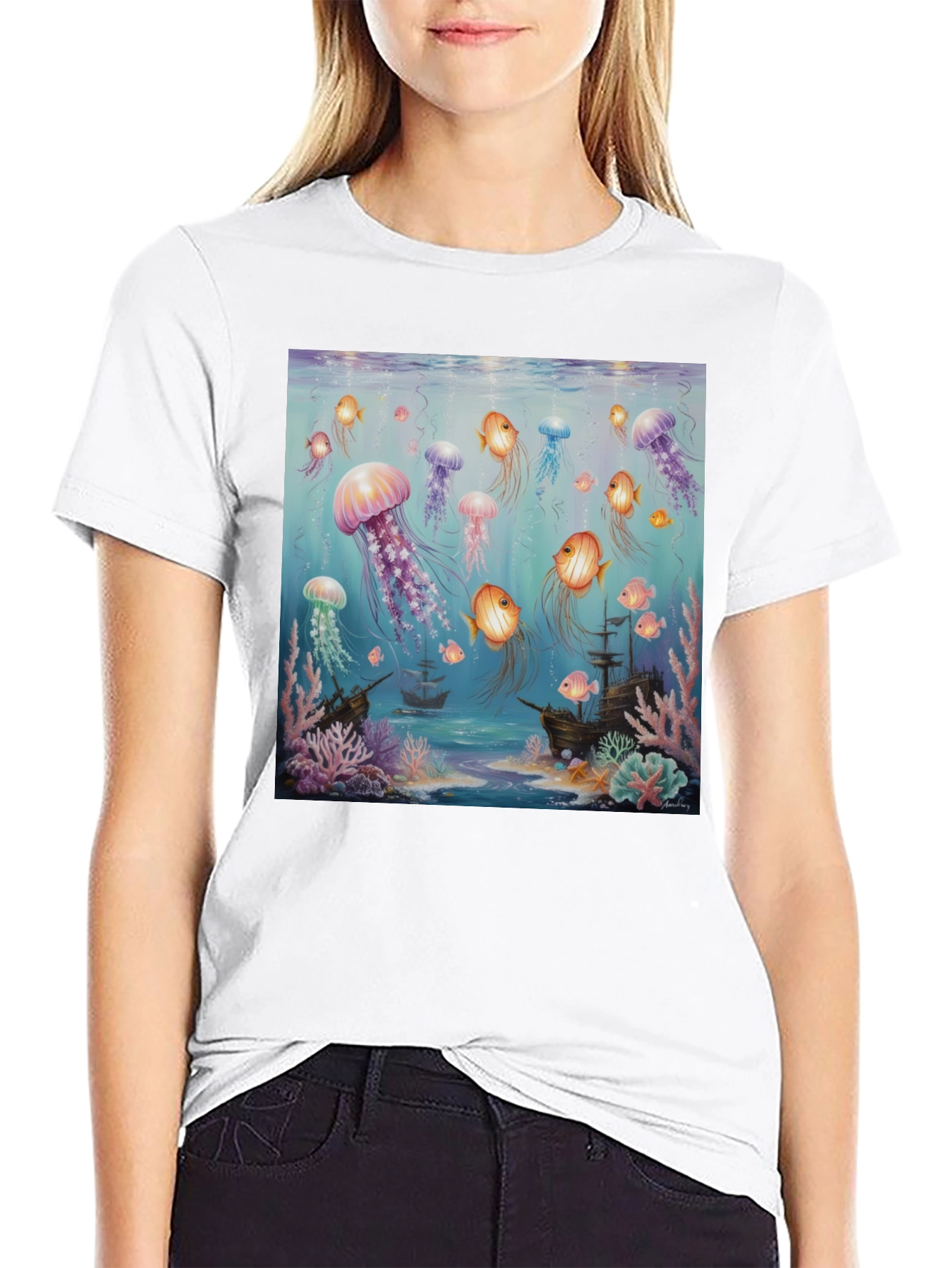Jellyfish & Shipwreck Graphic Tee