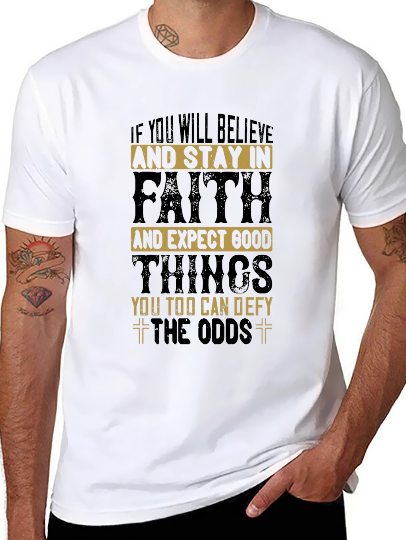 Faith Over Odds Black Graphic Tee