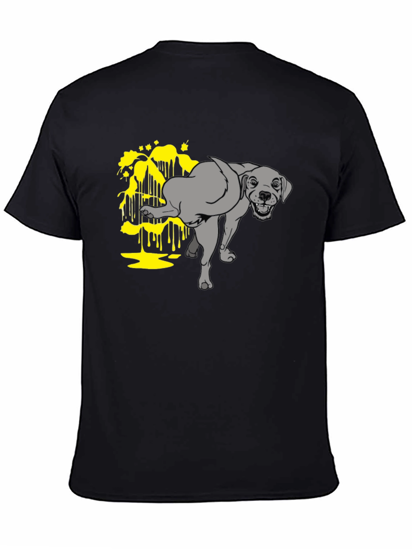 Funny Dog Peeing Humor Graphic Black T-Shirt