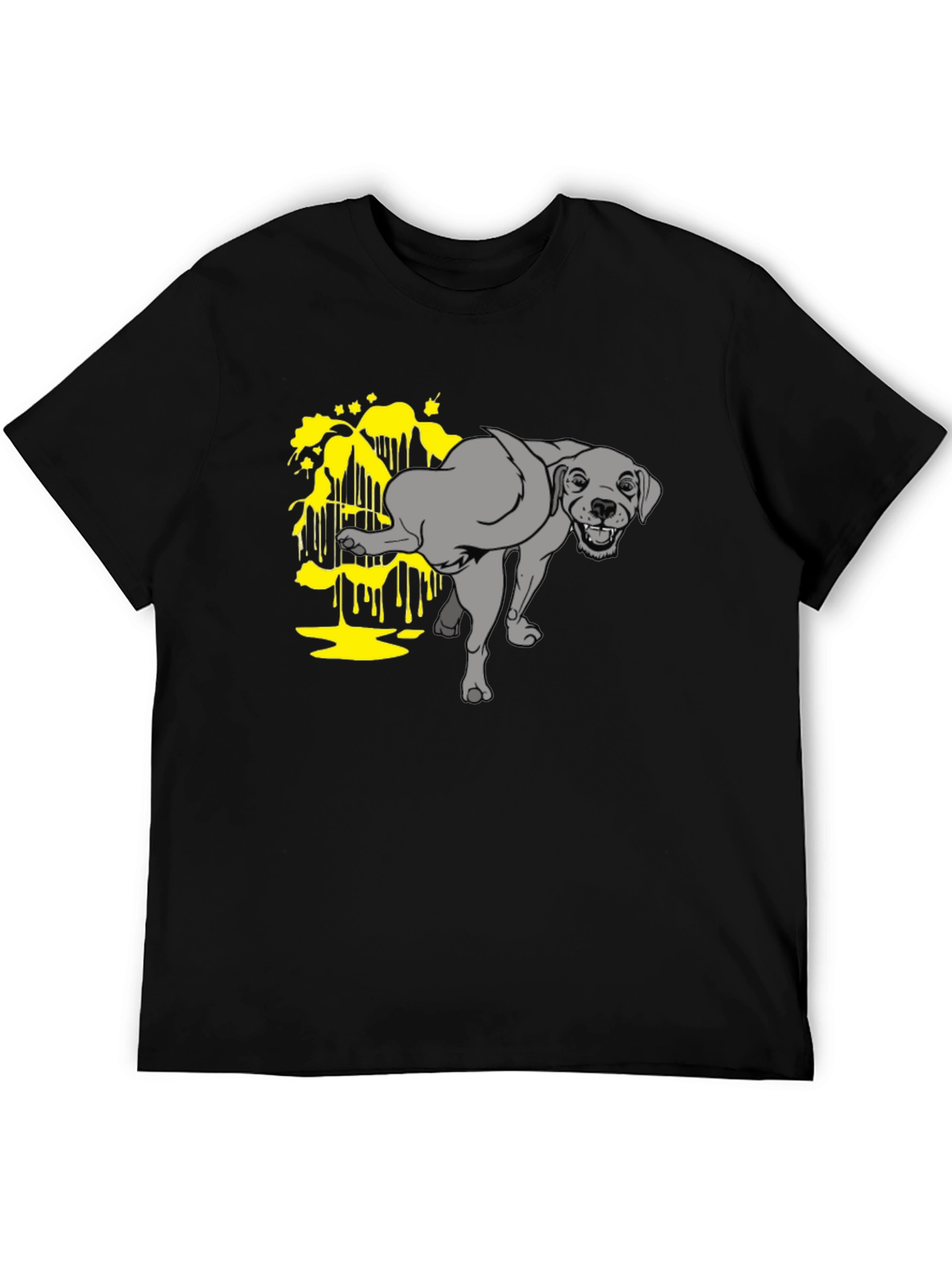 Funny Dog Peeing Humor Graphic Black T-Shirt