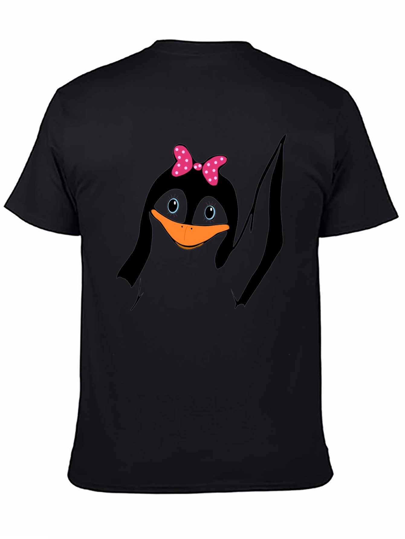 Cute Penguin Bow T-Shirt - Mens Black Tee
