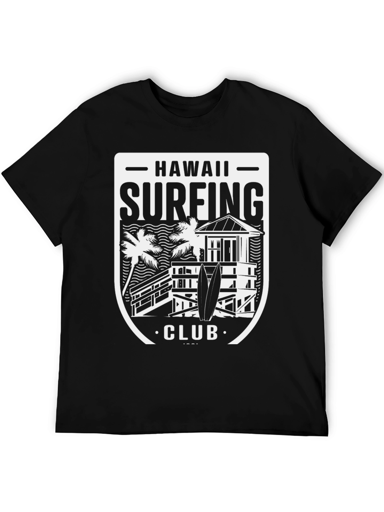 Hawaii Surfing Club Black Graphic Tee