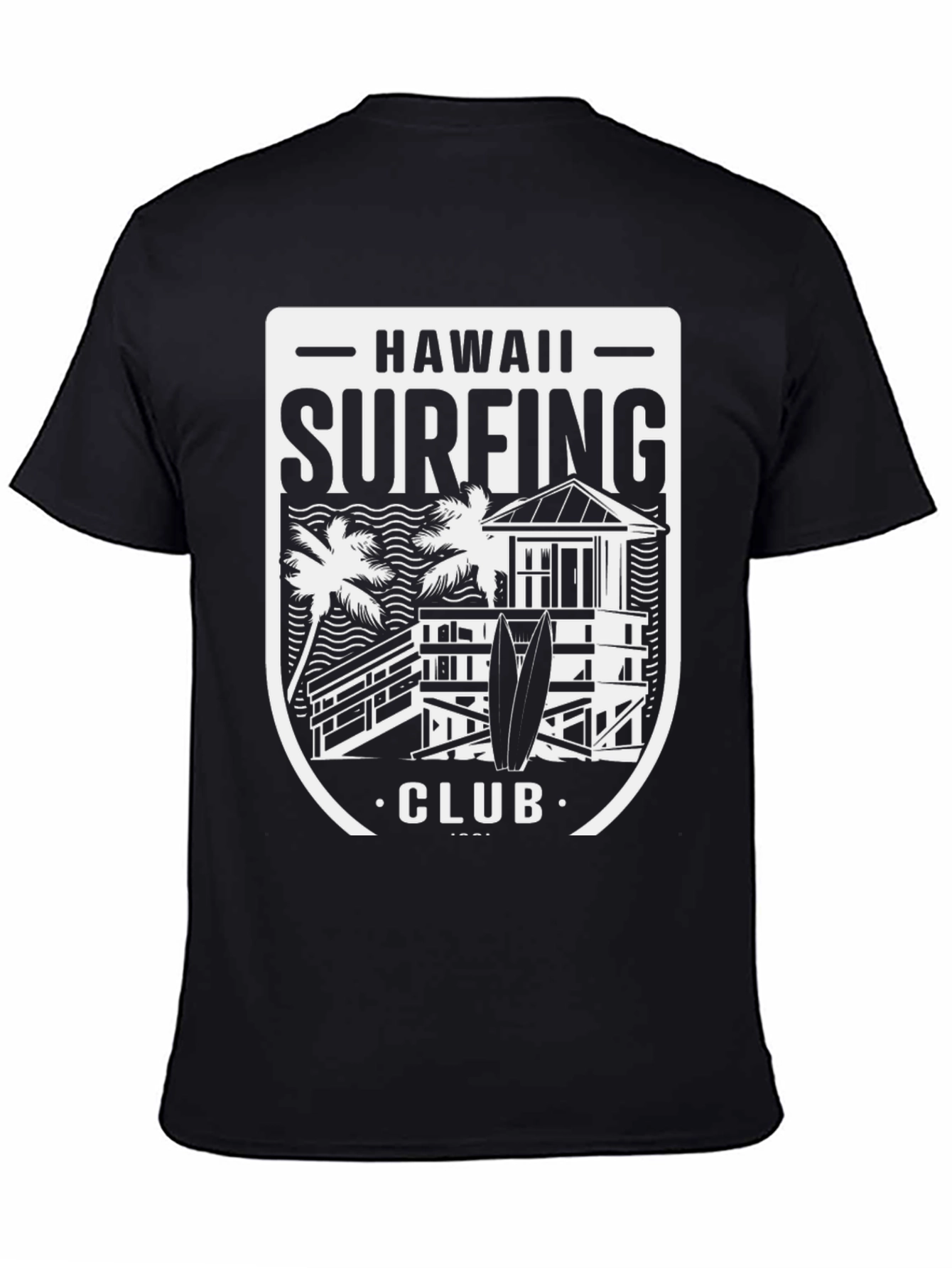 Hawaii Surfing Club Black Graphic Tee