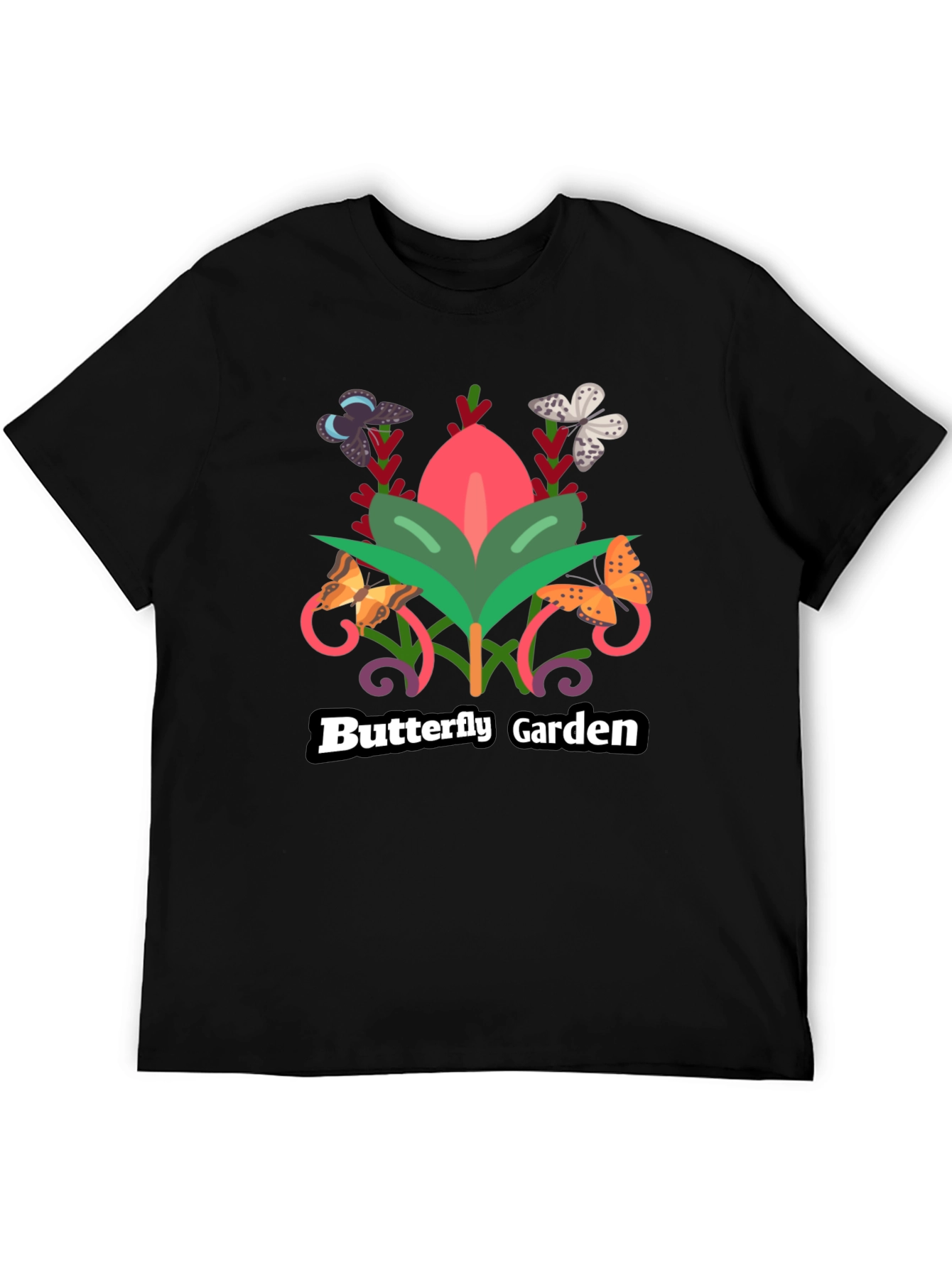 Butterfly Garden Black T-Shirt