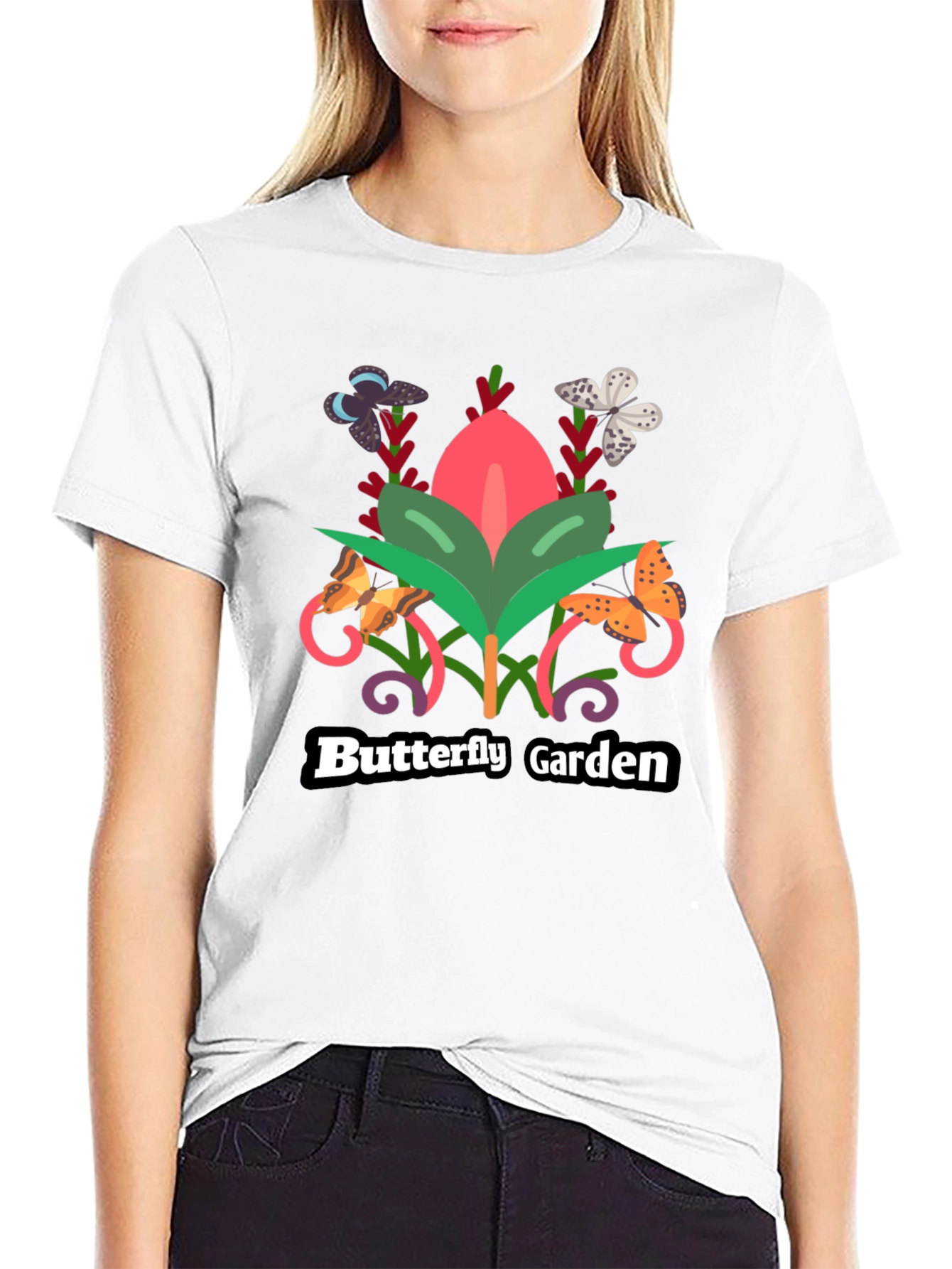 Butterfly Garden Black T-Shirt