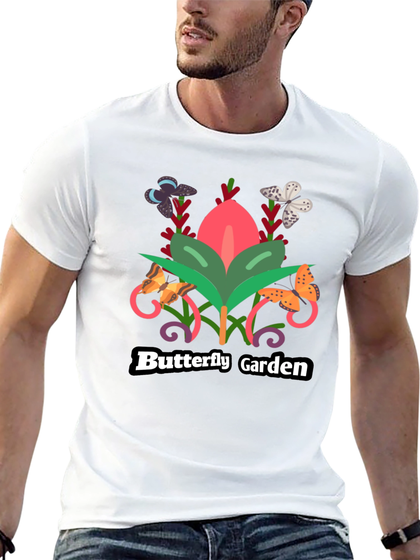 Butterfly Garden Black T-Shirt