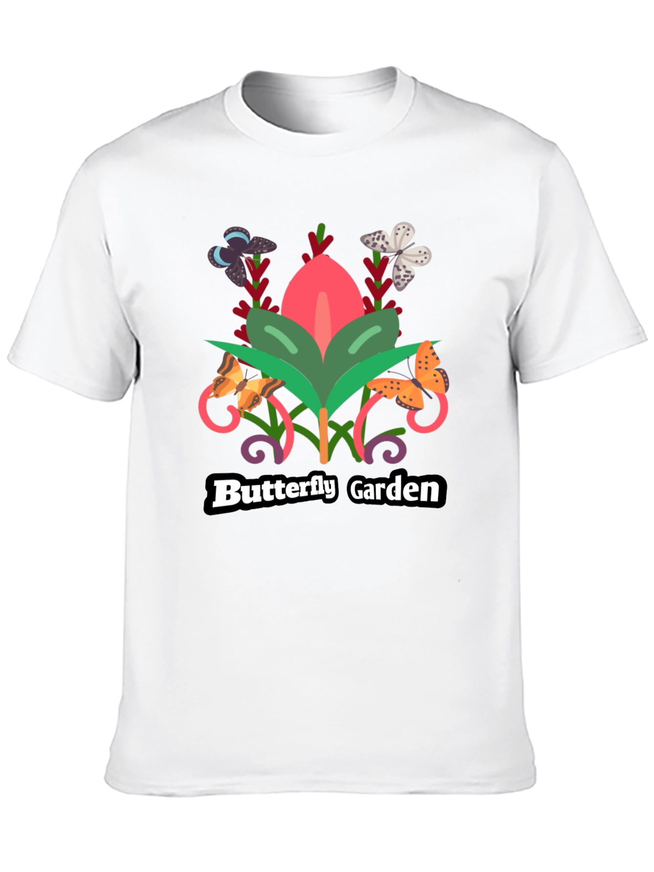 Butterfly Garden Black T-Shirt